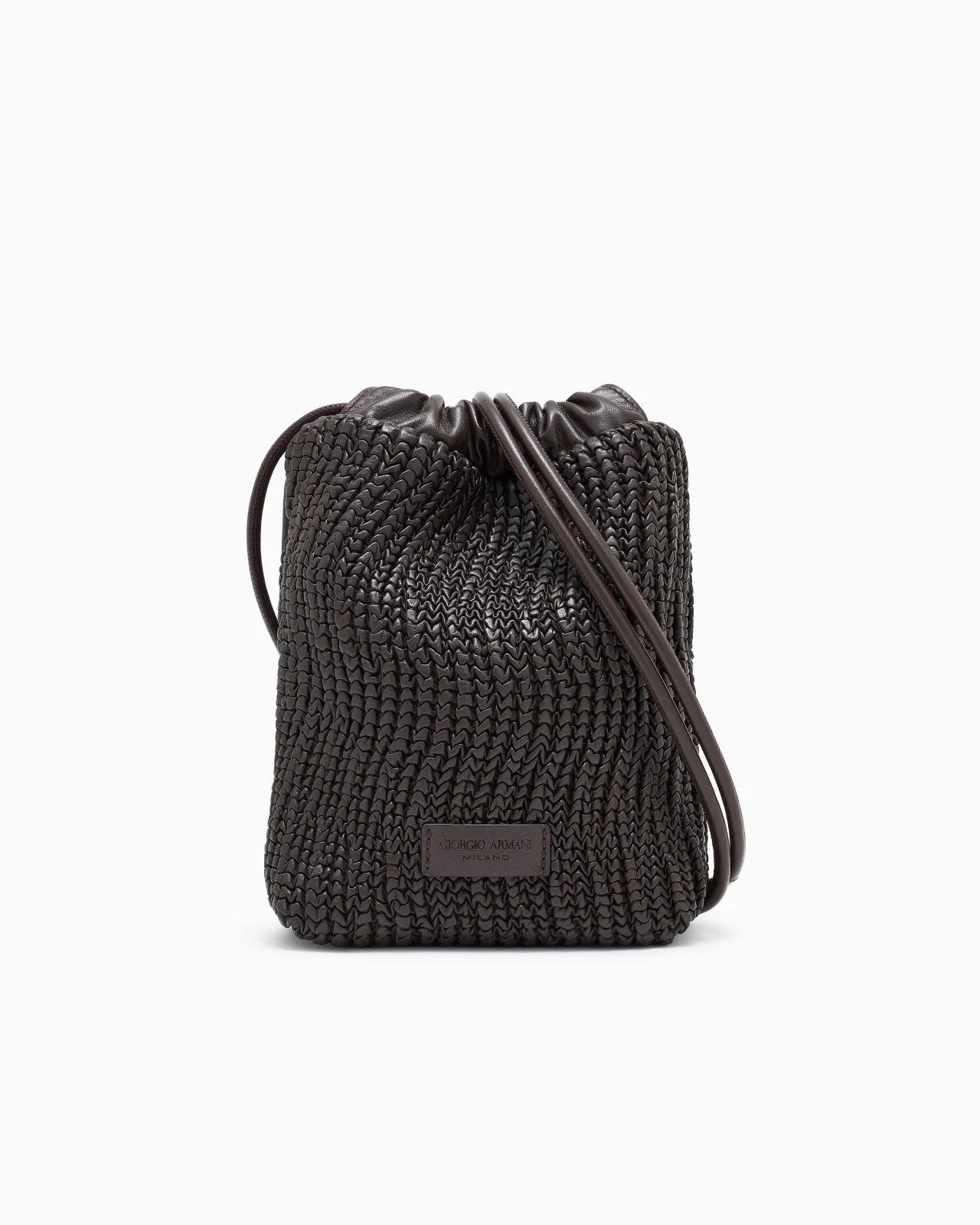 MICRO PLEATED LEATHER BUCKET BAG WITH SHOULDER STRAP - 1
