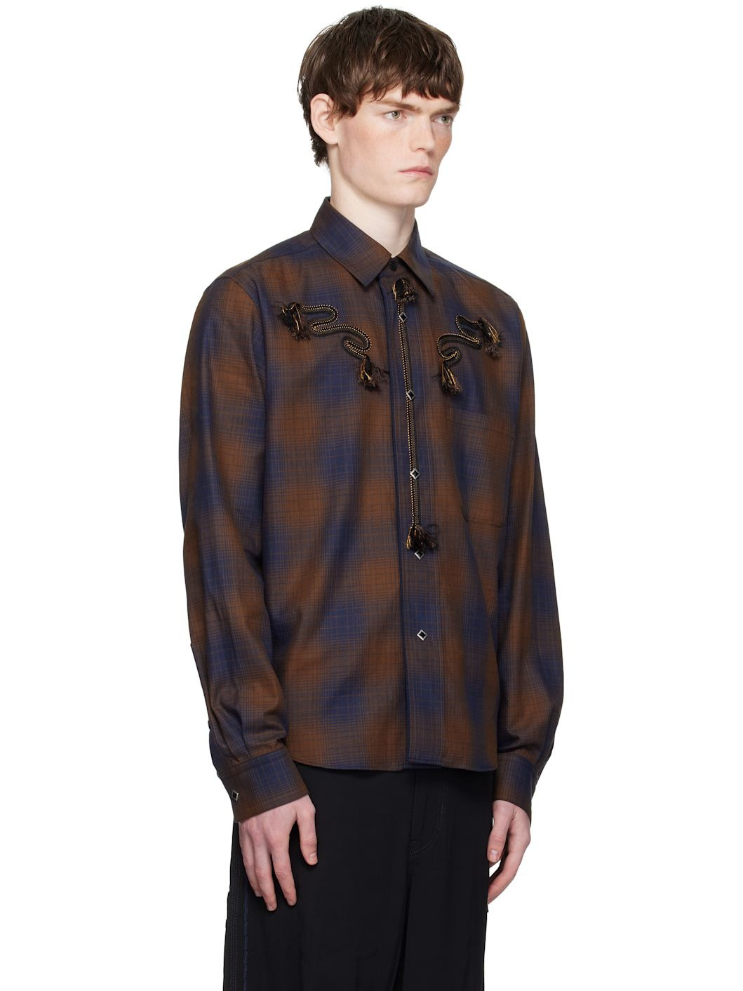 Brown & Blue Ombre Check Shirt - 2