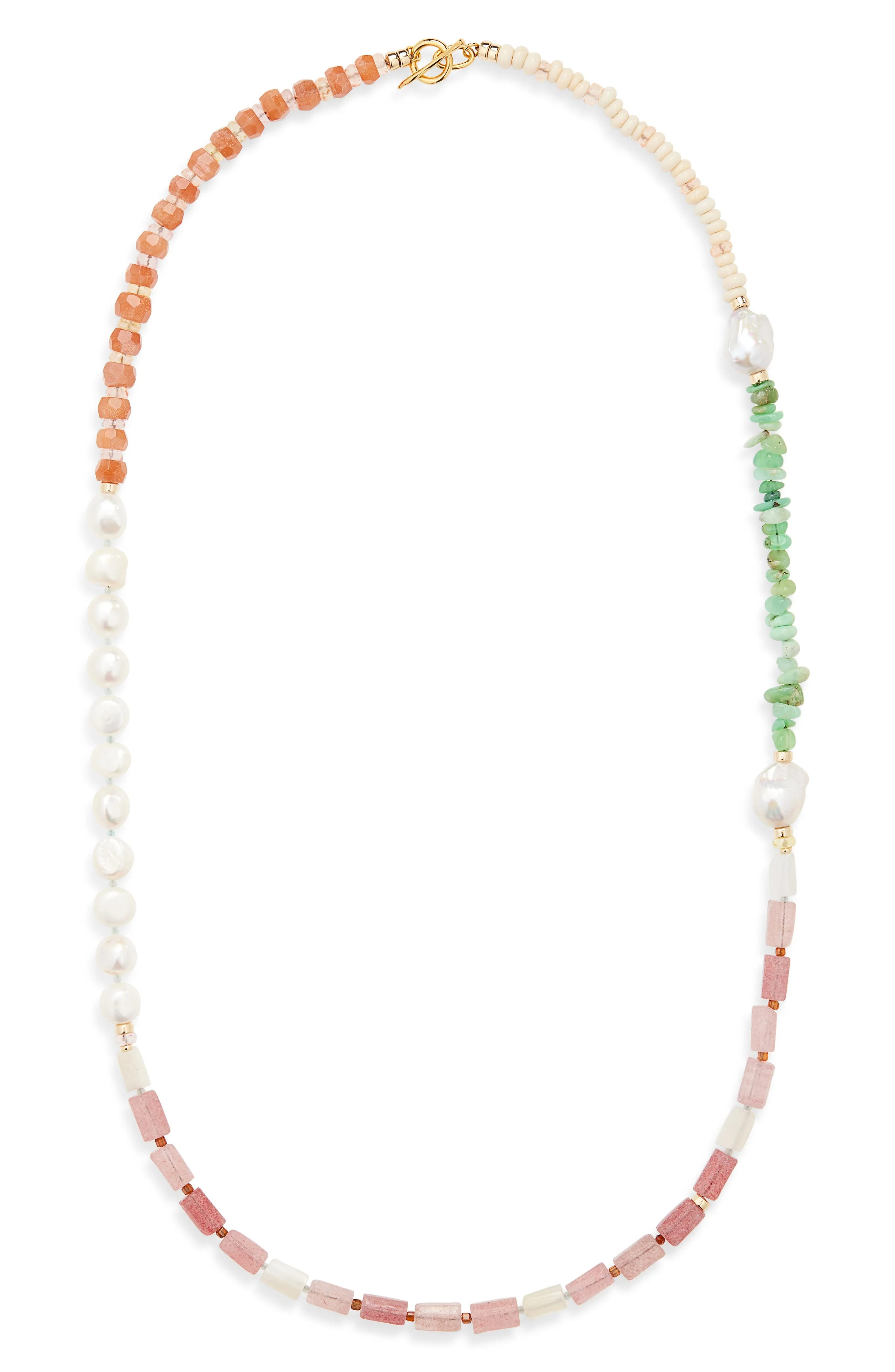 Lizzie Fortunato Cabana Beaded Necklace in Pink/Green Multi/Pearl at Nordstrom - 1