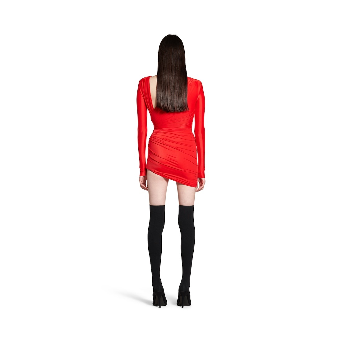 Women's Draped Dress in Red - 4