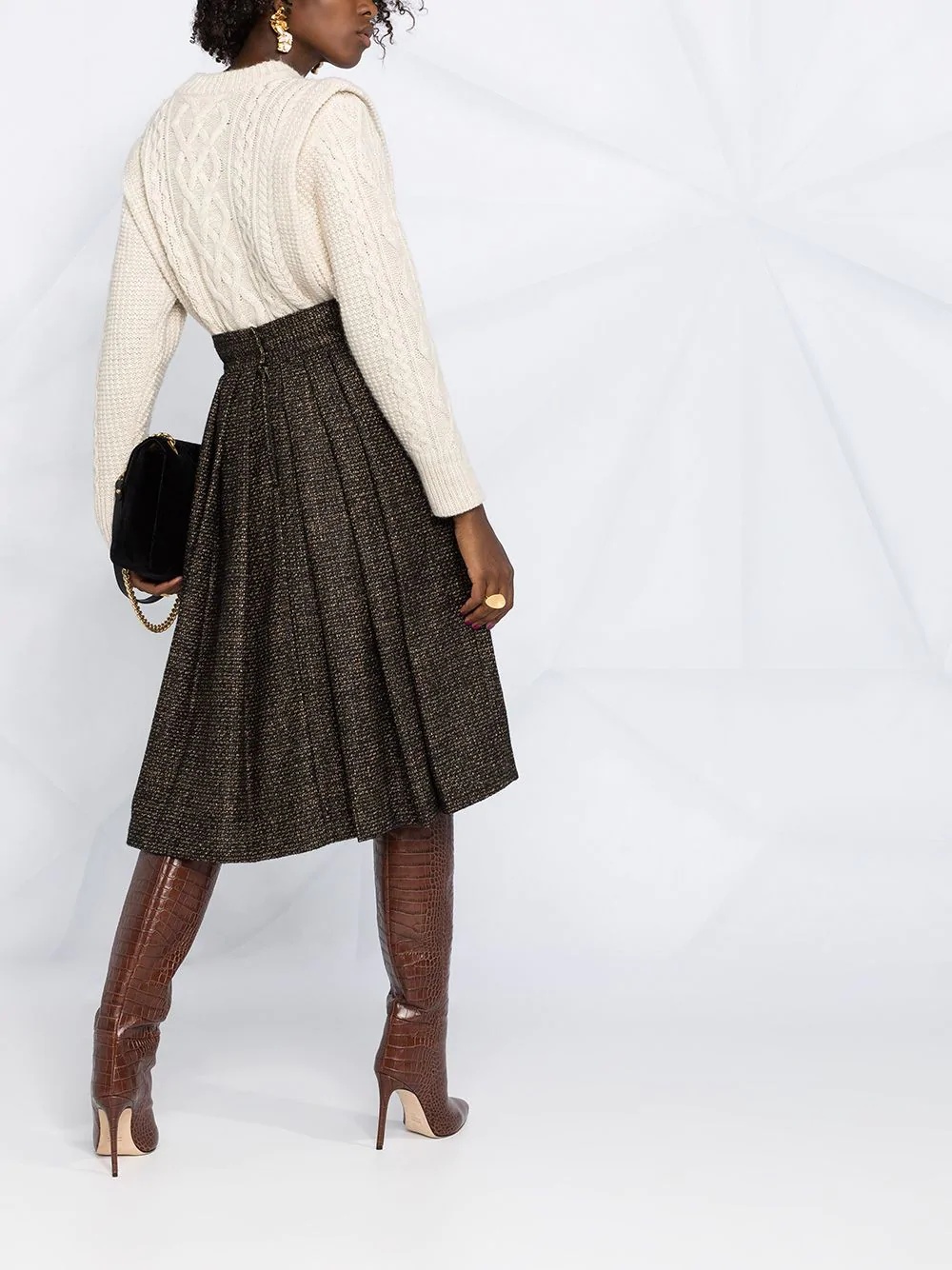 micro tweed pleated skirt - 6