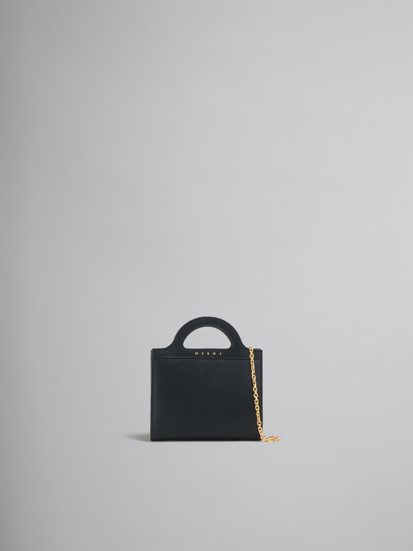 BLACK LEATHER TROPICALIA WALLET WITH CHAIN STRAP - 1