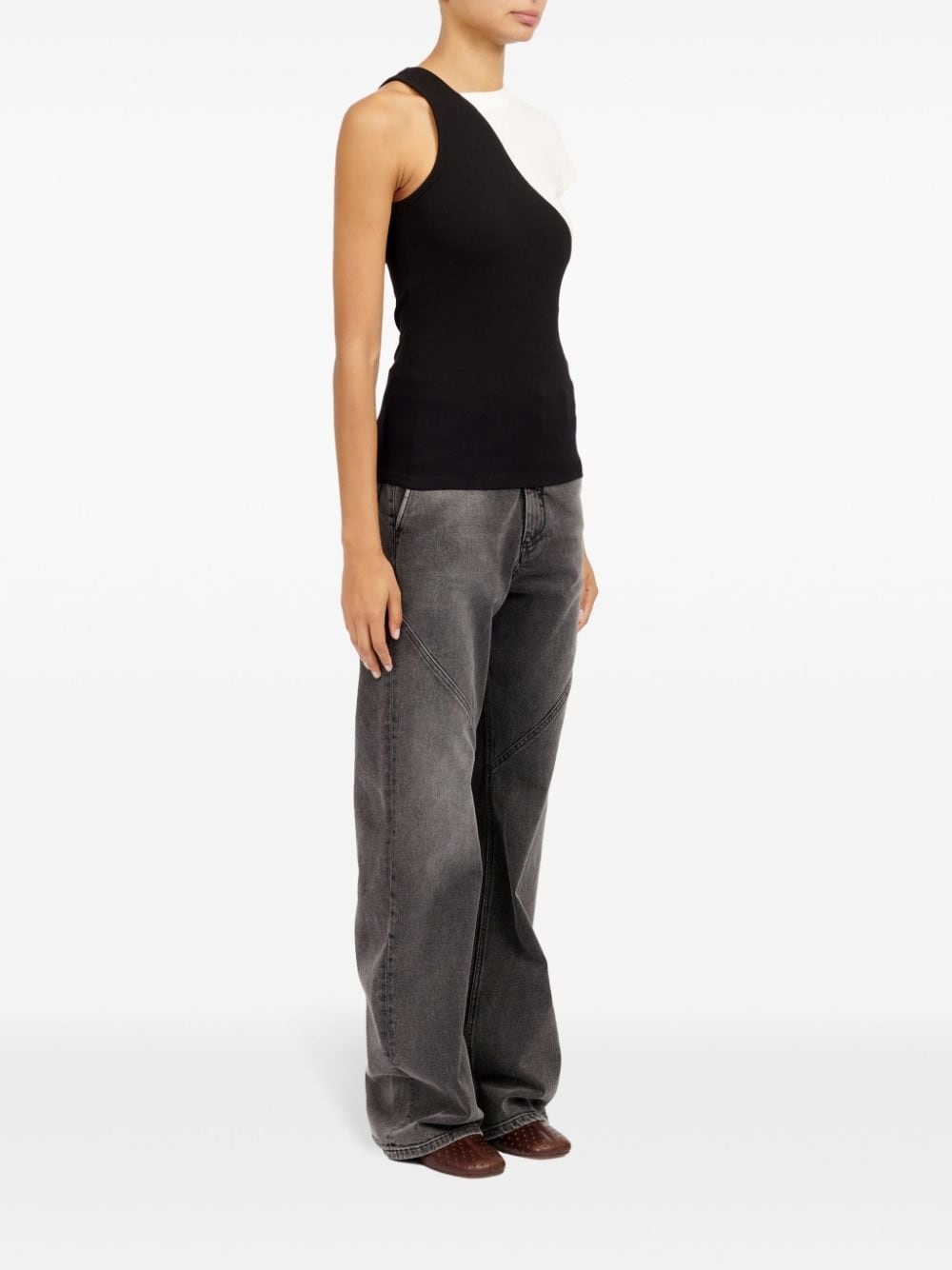 MM6 Maison Margiela asymmetric cotton blend T-shirt | REVERSIBLE