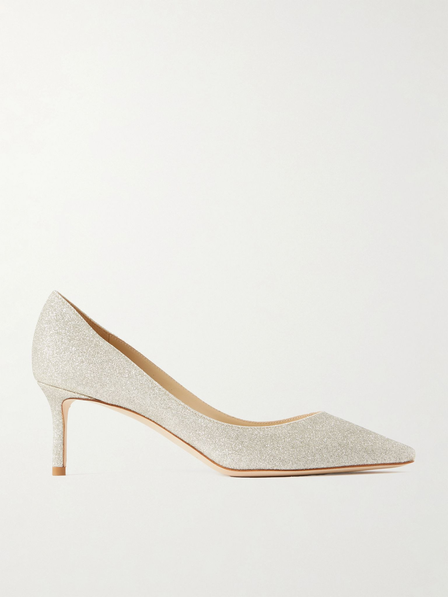Romy 60 glittered leather pumps Off-white - 1