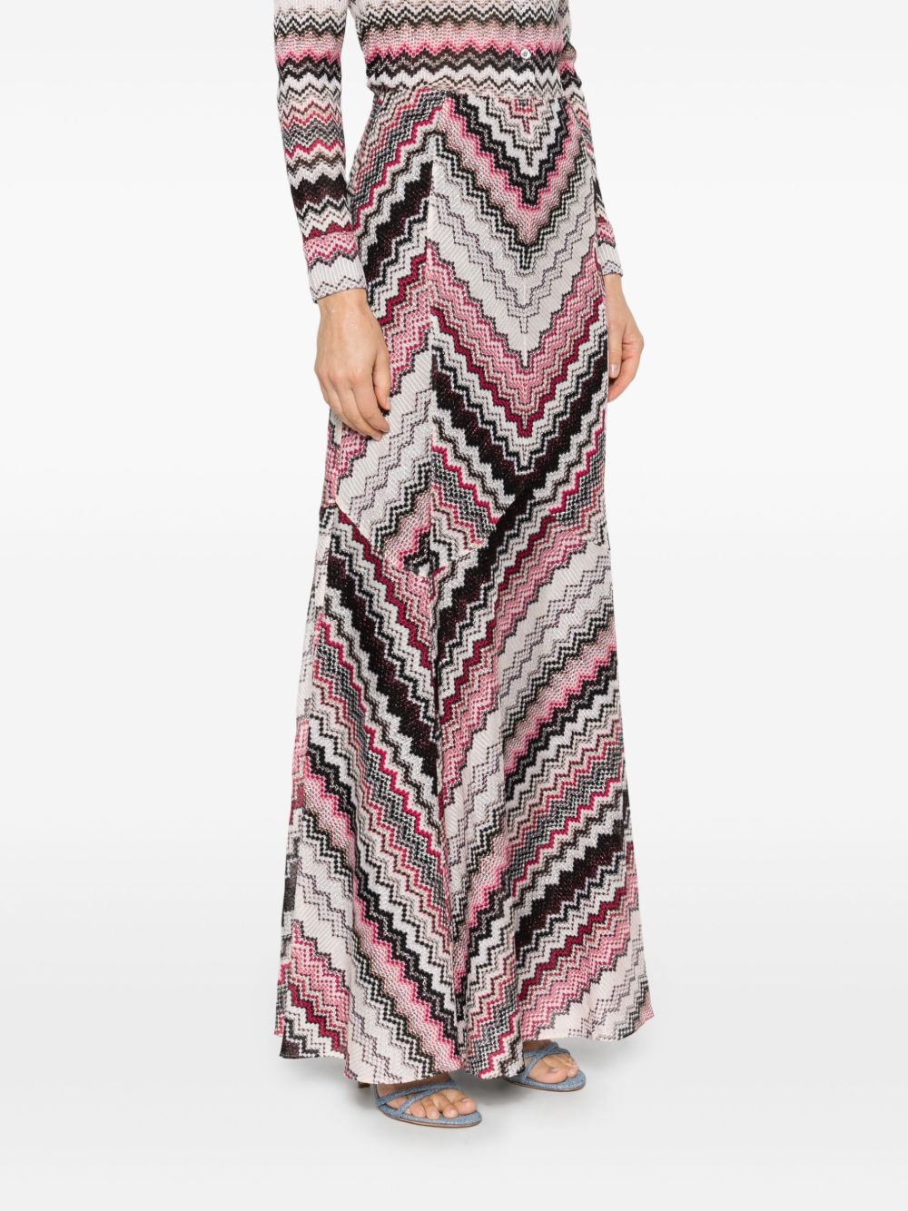 zigzag-pattern lamé maxi skirt - 3