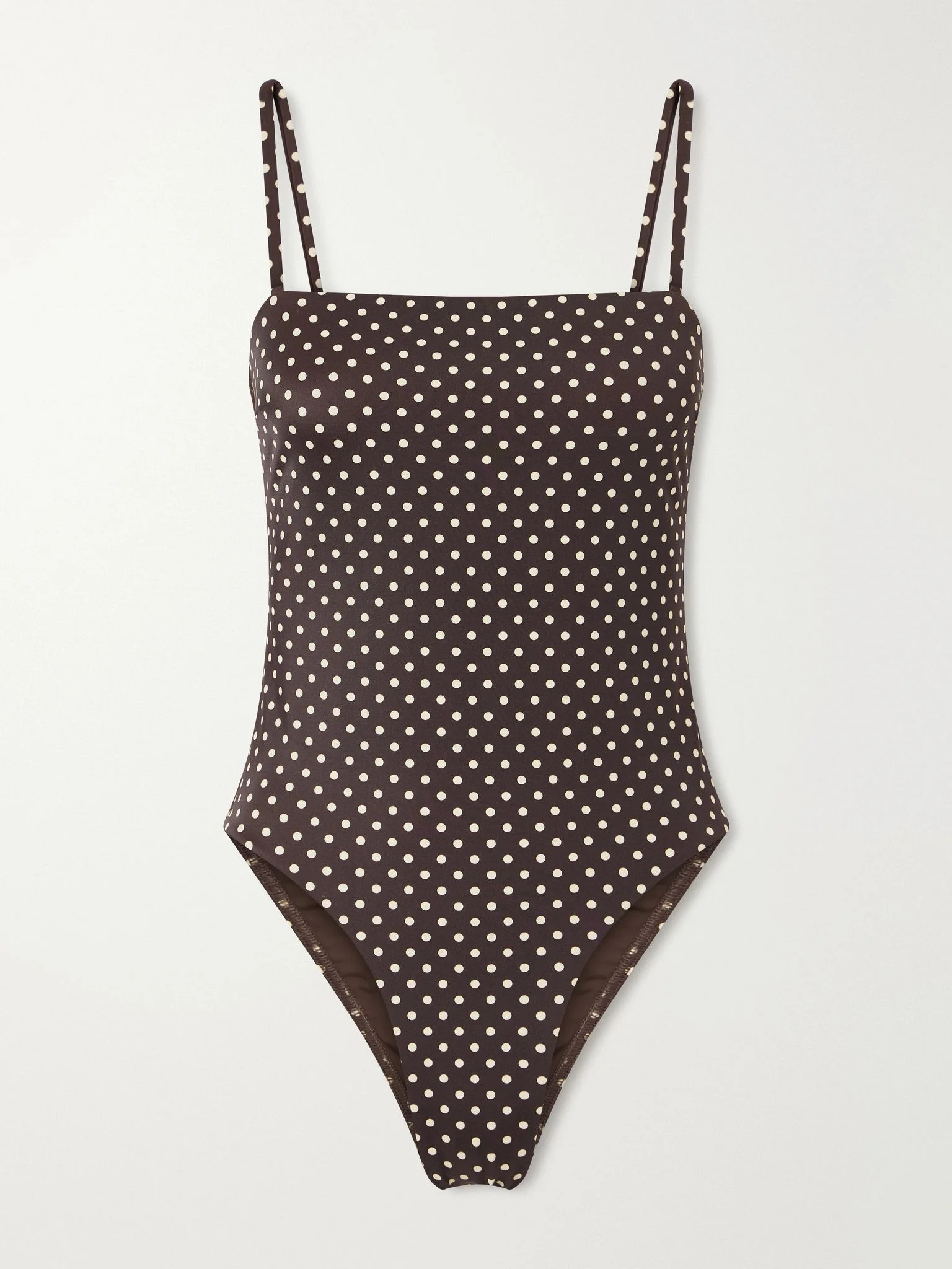 Petite Square polka-dot recycled swimsuit Chocolate - 1