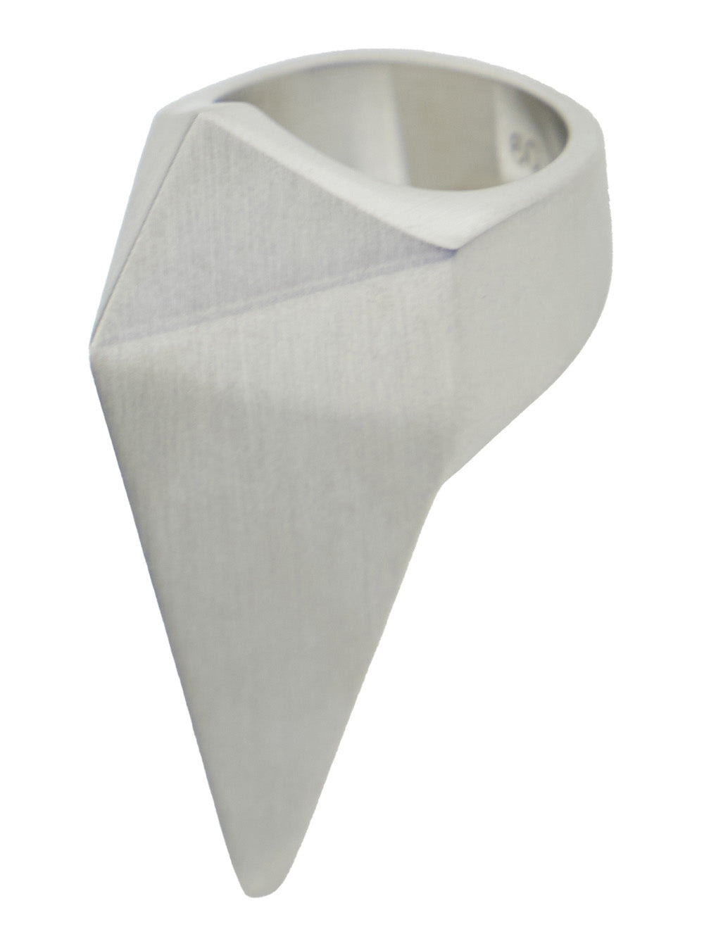 Rick Owens Men Metallic Ring With Pyramid Shaped Crystal In Brass And Hematite Man - 2