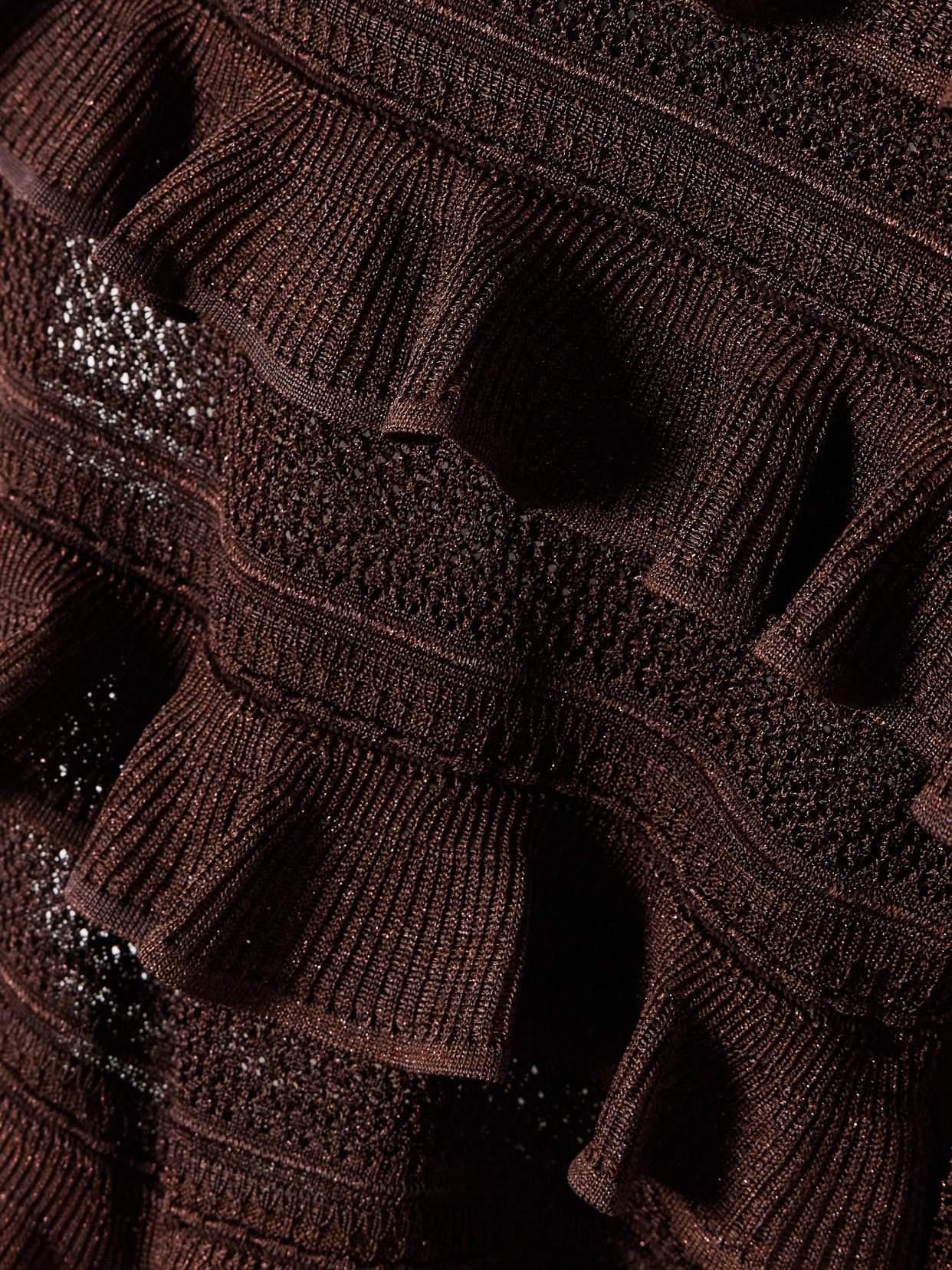 Ruffled Metallic Pointelle-knit Top - 4