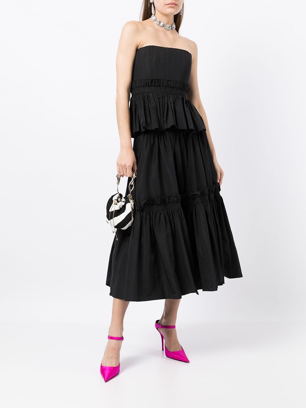 Ruffled Full silk midi skirt - 2