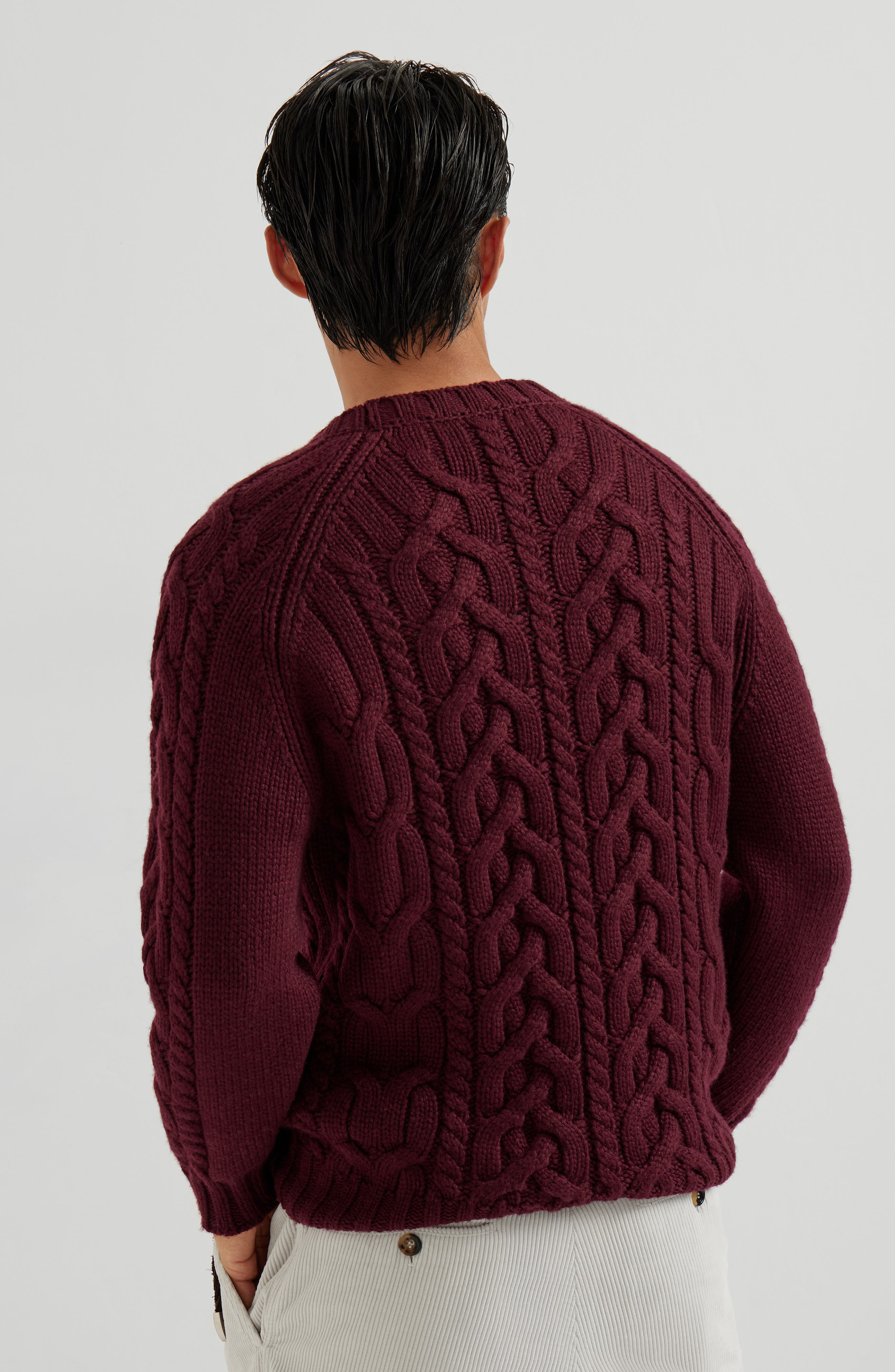 Brunello Cucinelli Cable knit sweater in Burgundy at Nordstrom - 3