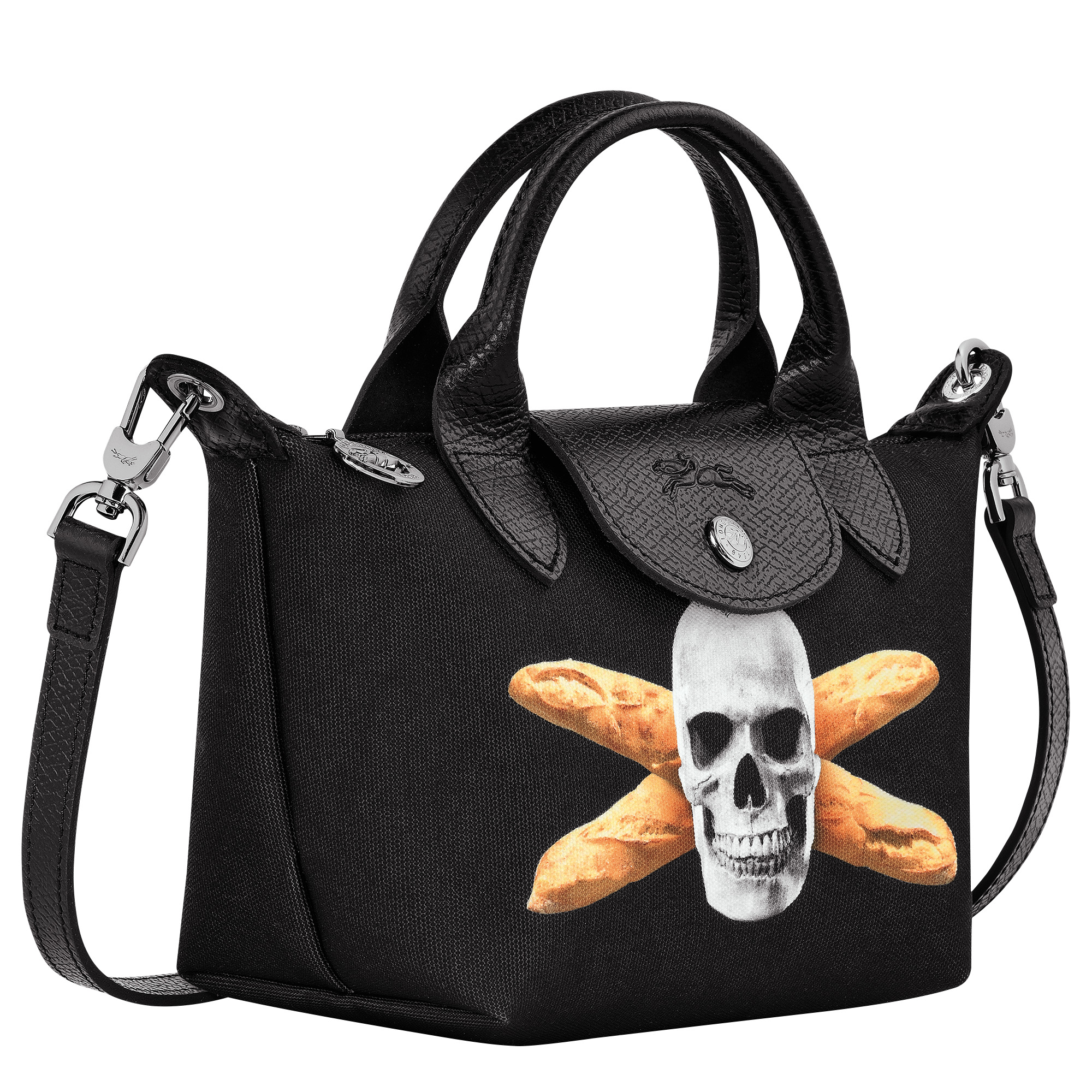 Longchamp x ToiletPaper XS Handbag Black - Canvas - 3