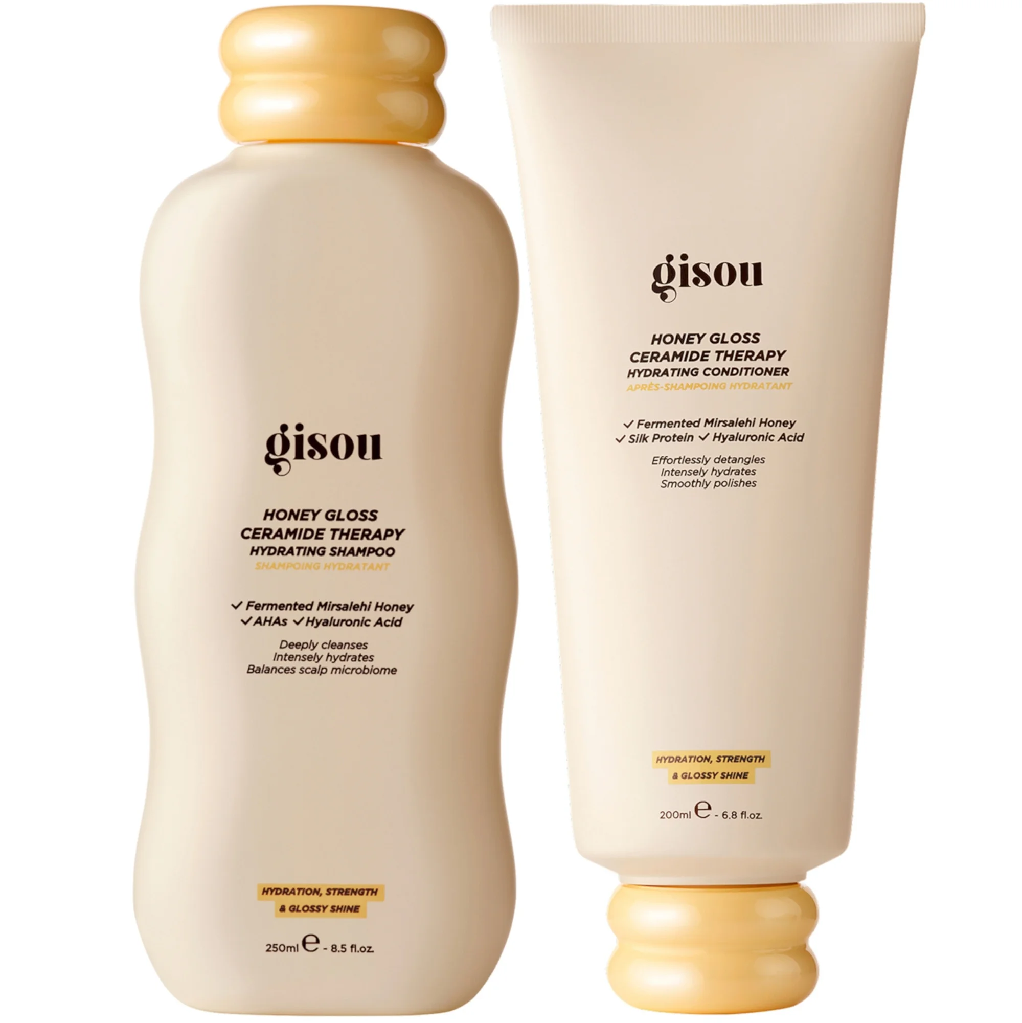 Gisou Honey Gloss Ceramide Cleanse Shampoo + Conditioner - 1