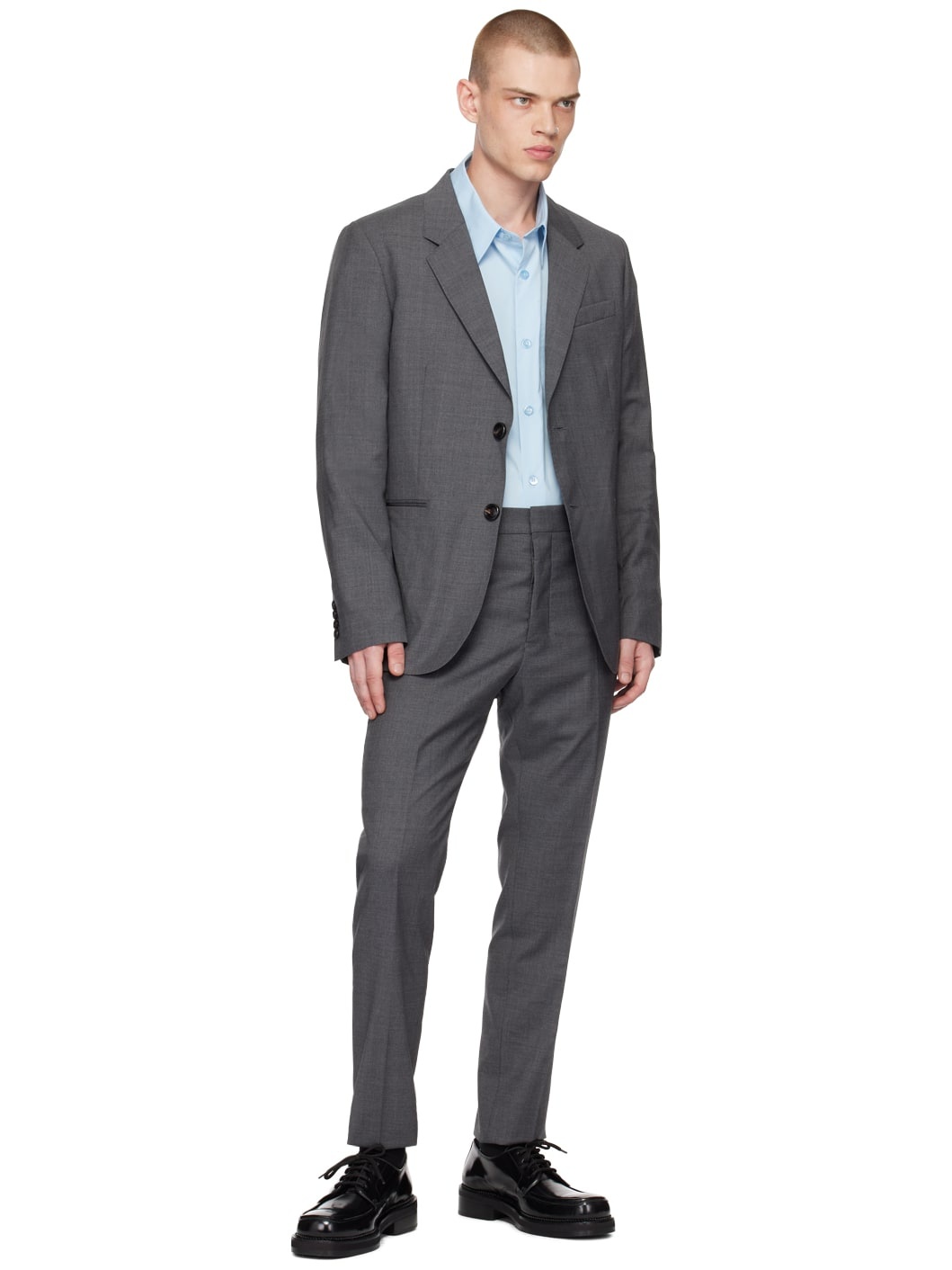 Gray Straight-Leg Trousers - 4