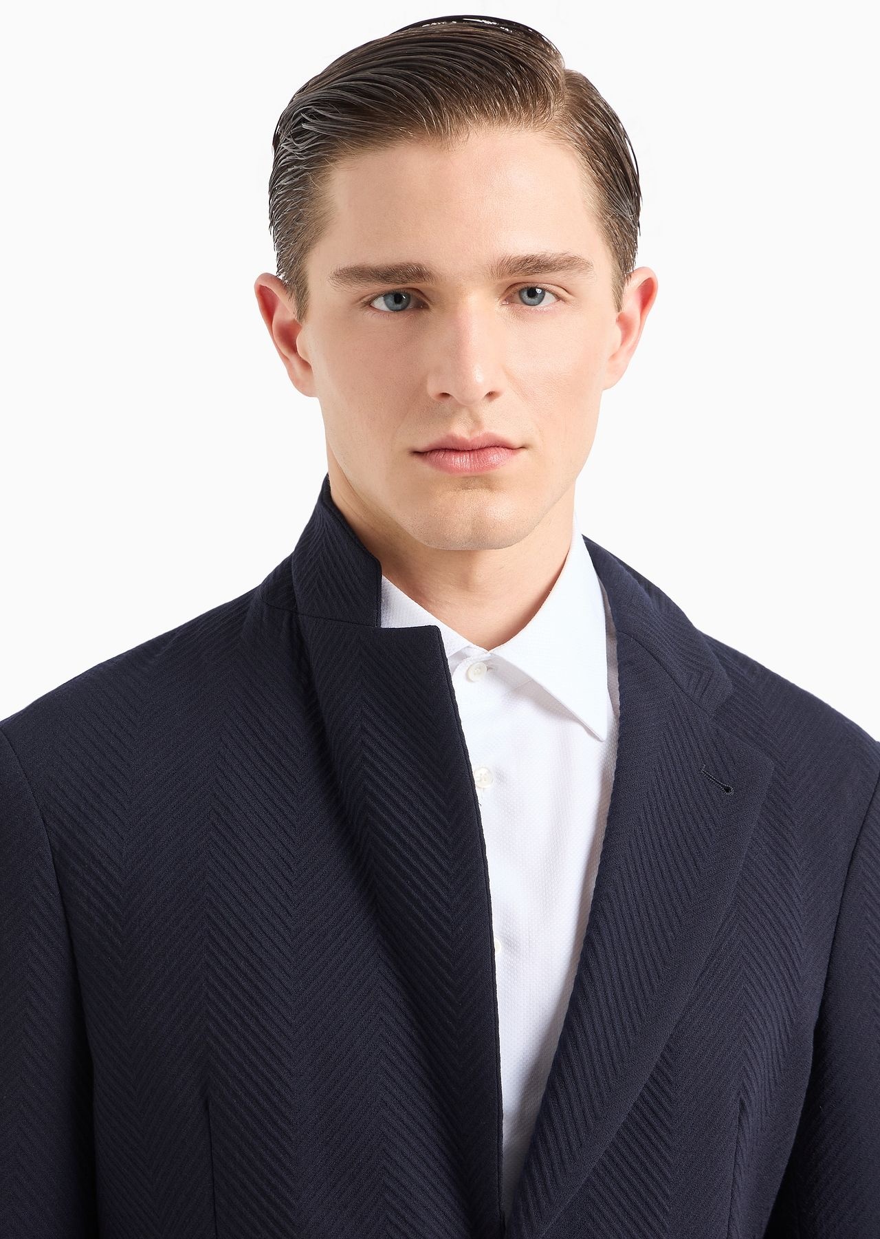 Single-breasted jacket in a chevron jacquard stretch-wool blend - 5