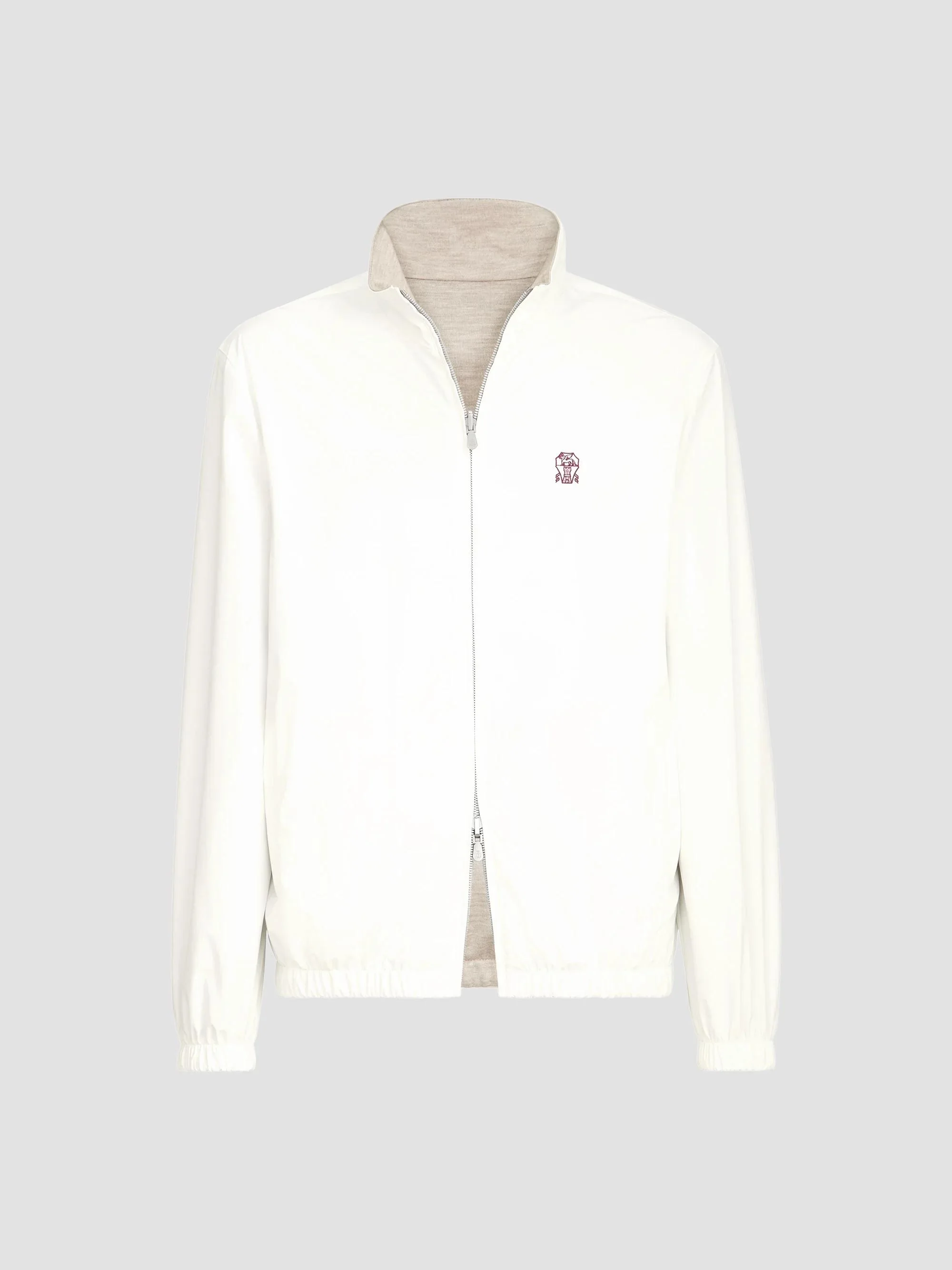Men's Bonded Nylon Reversible Outerwear Jacket with Logo - Off White - 1