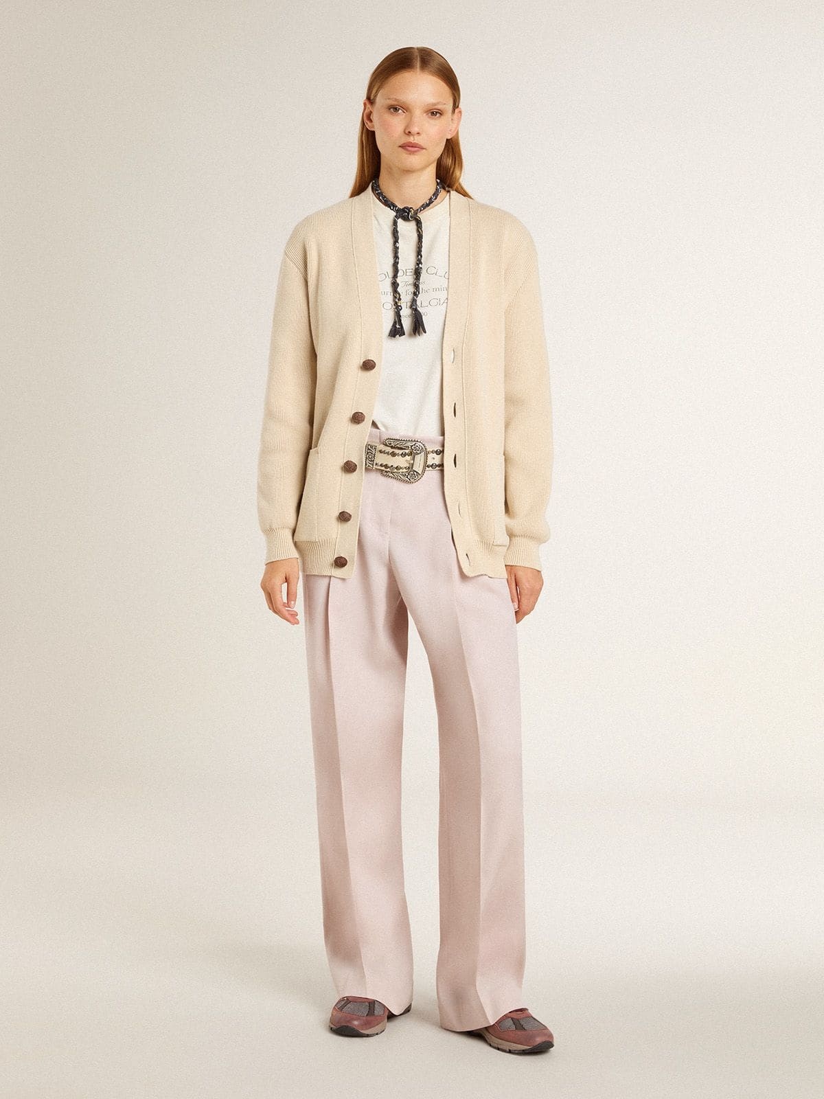 Women's pants in pink tailored wool fabric - 3
