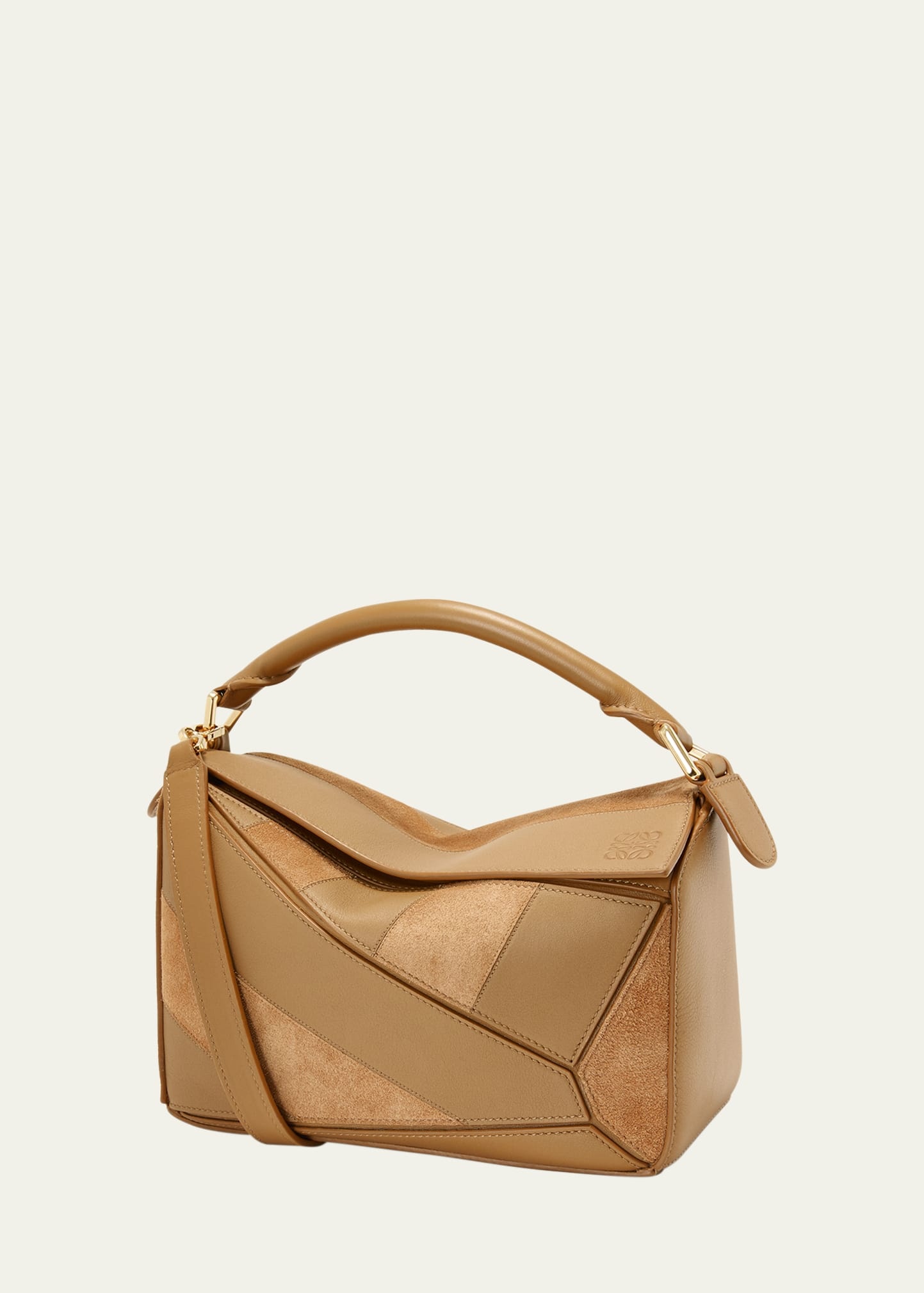 Puzzle Small Striped Top-Handle Bag in Leather & Suede - 3