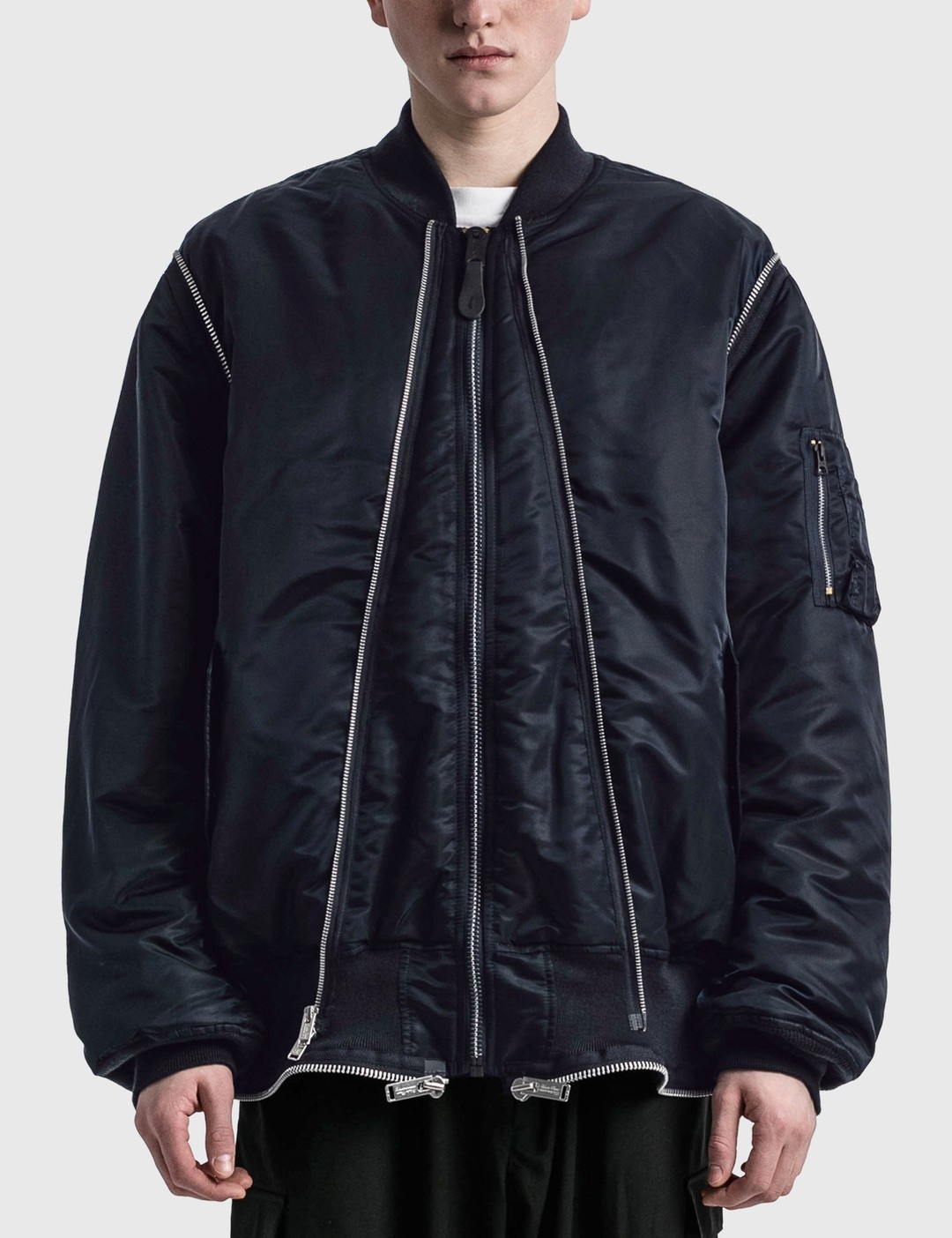 zip-up padded layered coat - 11