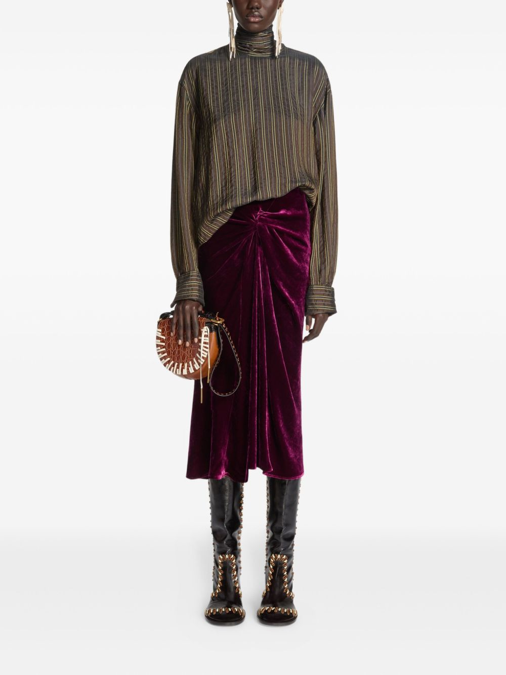 knot-detail draped midi skirt - 2
