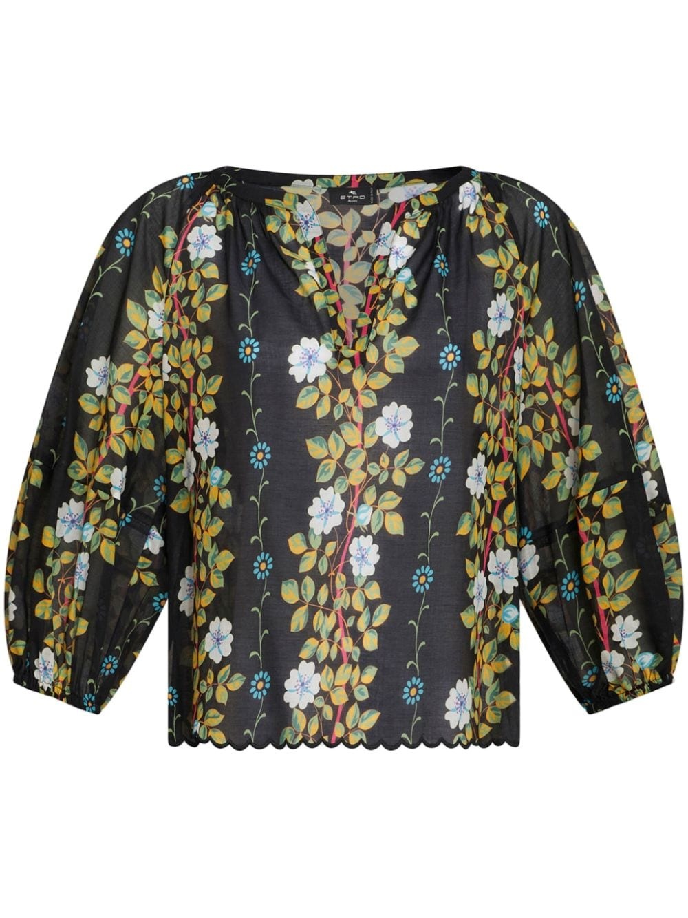 floral-print cotton blouse - 1