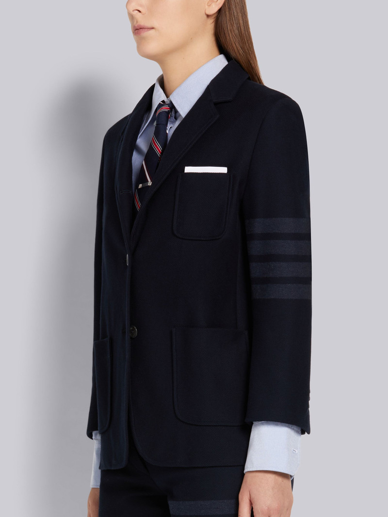 Thom Browne Navy Double Face Tech Twill Tonal 4-Bar Sack Jacket outlook