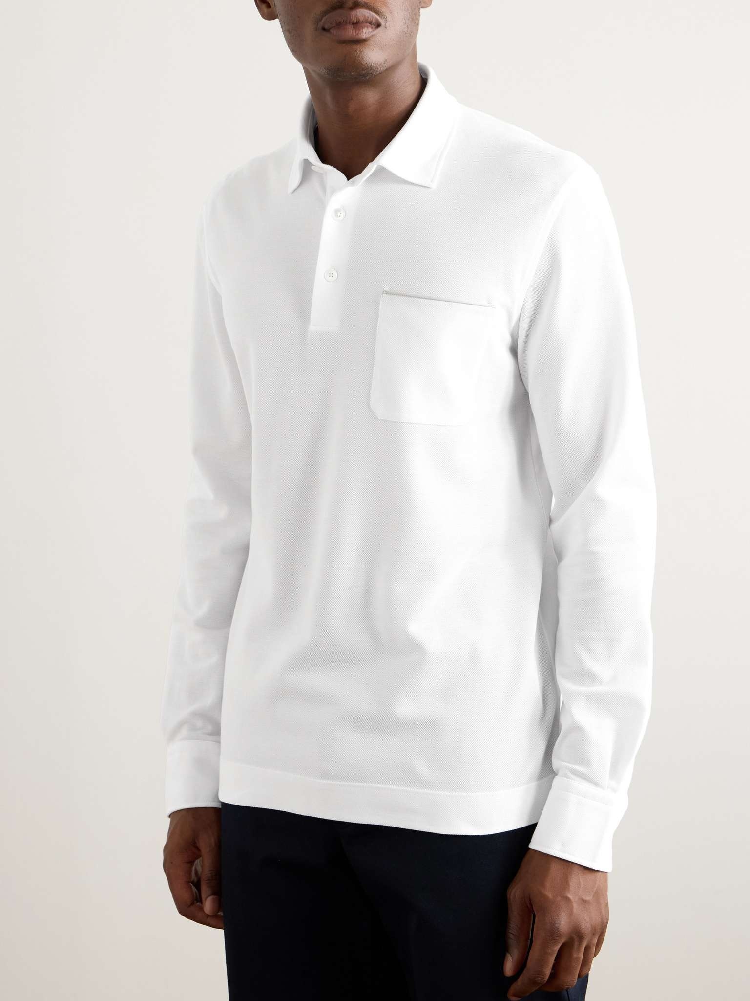 Slim-Fit Suede-Trimmed Cotton-Piqué Polo Shirt - 6