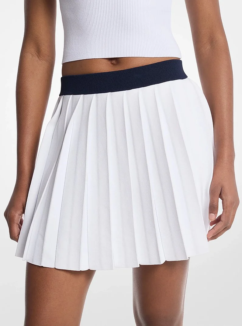 Pleated Stretch Knit Skirt - 1