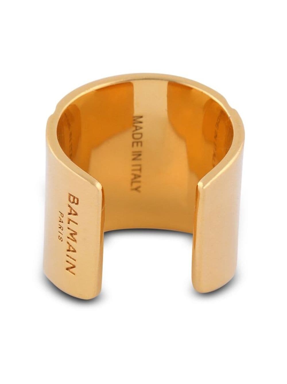 engraved-logo circular-design ring - 2