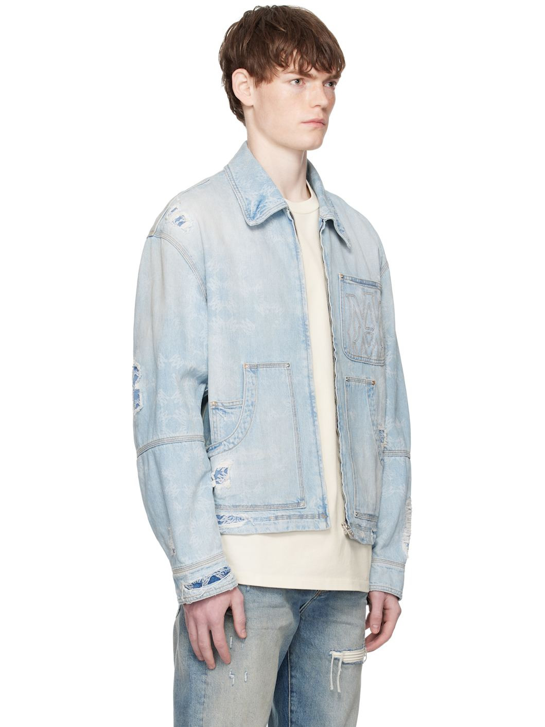 Blue Repair Work Denim Jacket - 2