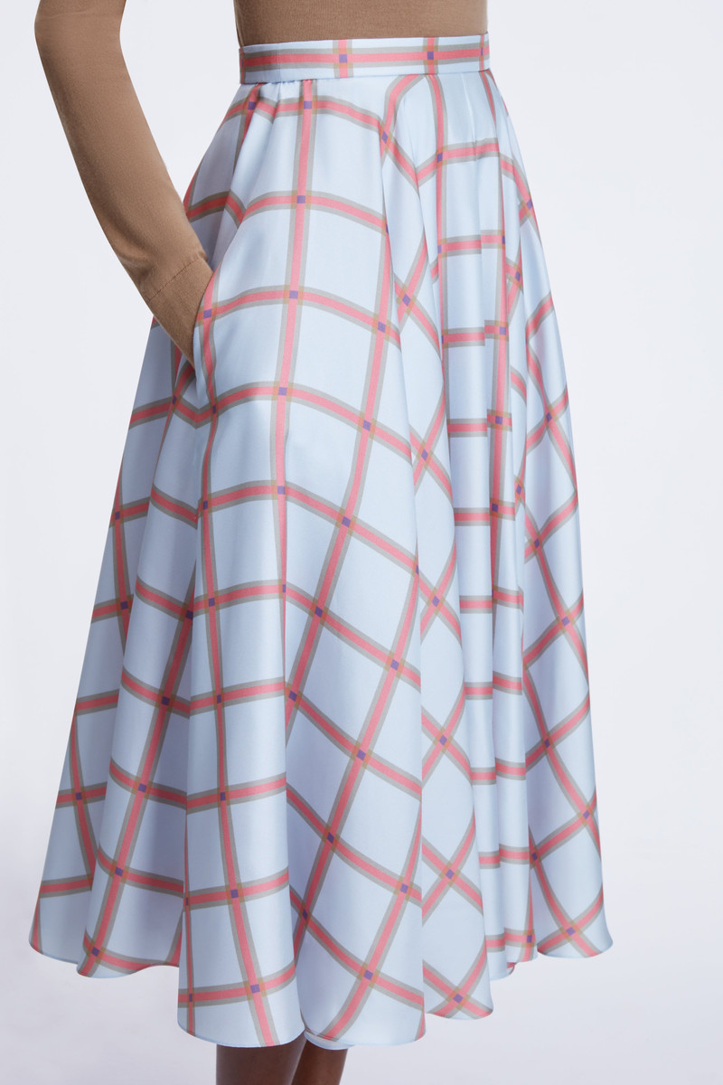 Karima Skirt in Blue & Pink Silk Twill 4