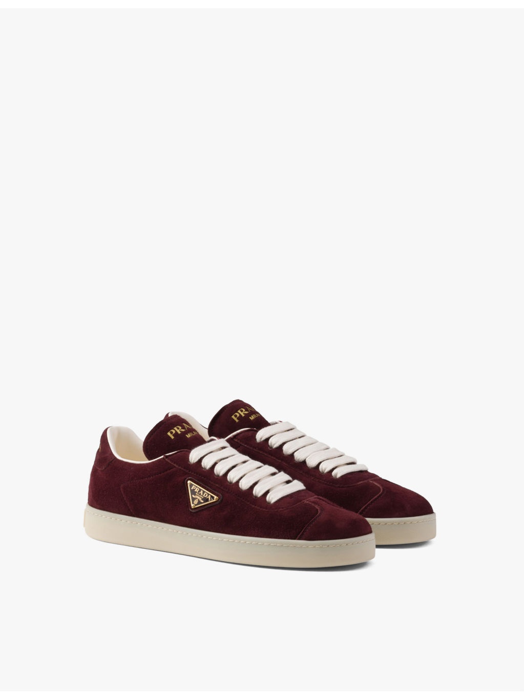 Triangle-logo suede low-top trainers - 3