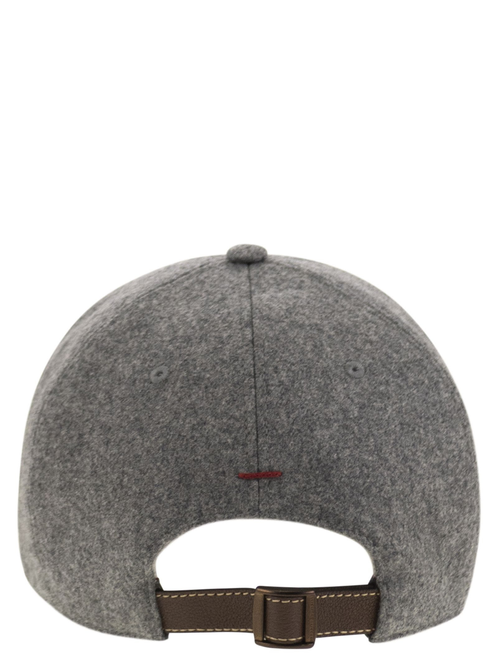 Brunello Cucinelli Men Virgin Wool Flannel Baseball Cap With Embroidery - 2