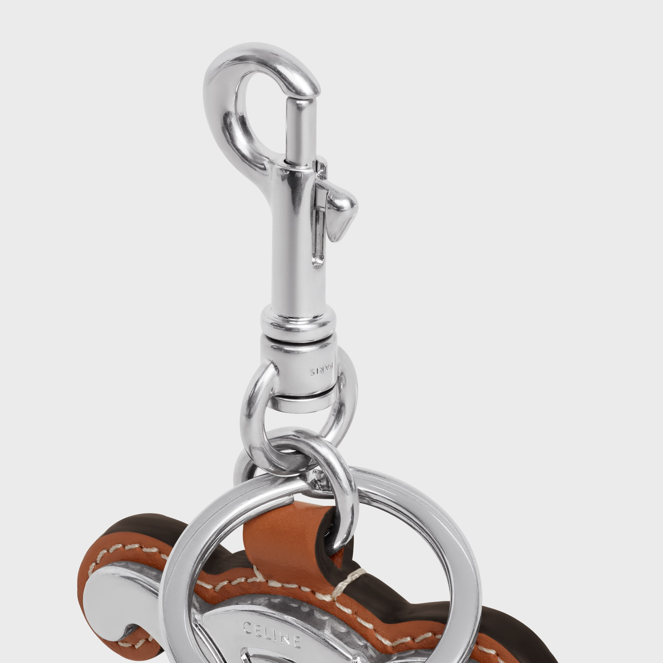 METAL TRIOMPHE KEYRING IN METAL AND CALFSKIN - 4