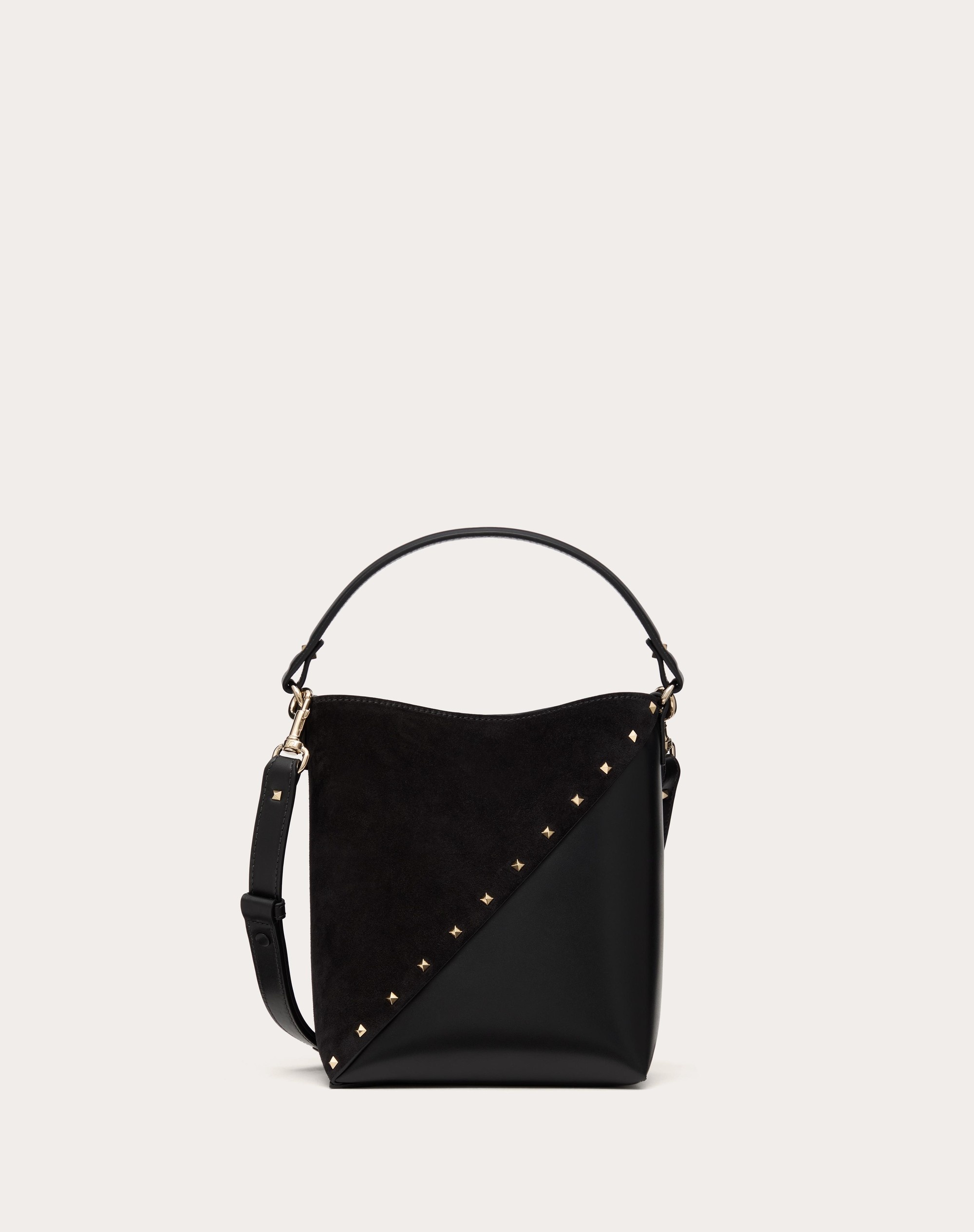 VALENTINO GARAVANI VALENTINO GARAVANI ROCKSTUD WISPY BUCKET BAG IN CALFSKIN AND SUEDE - 1