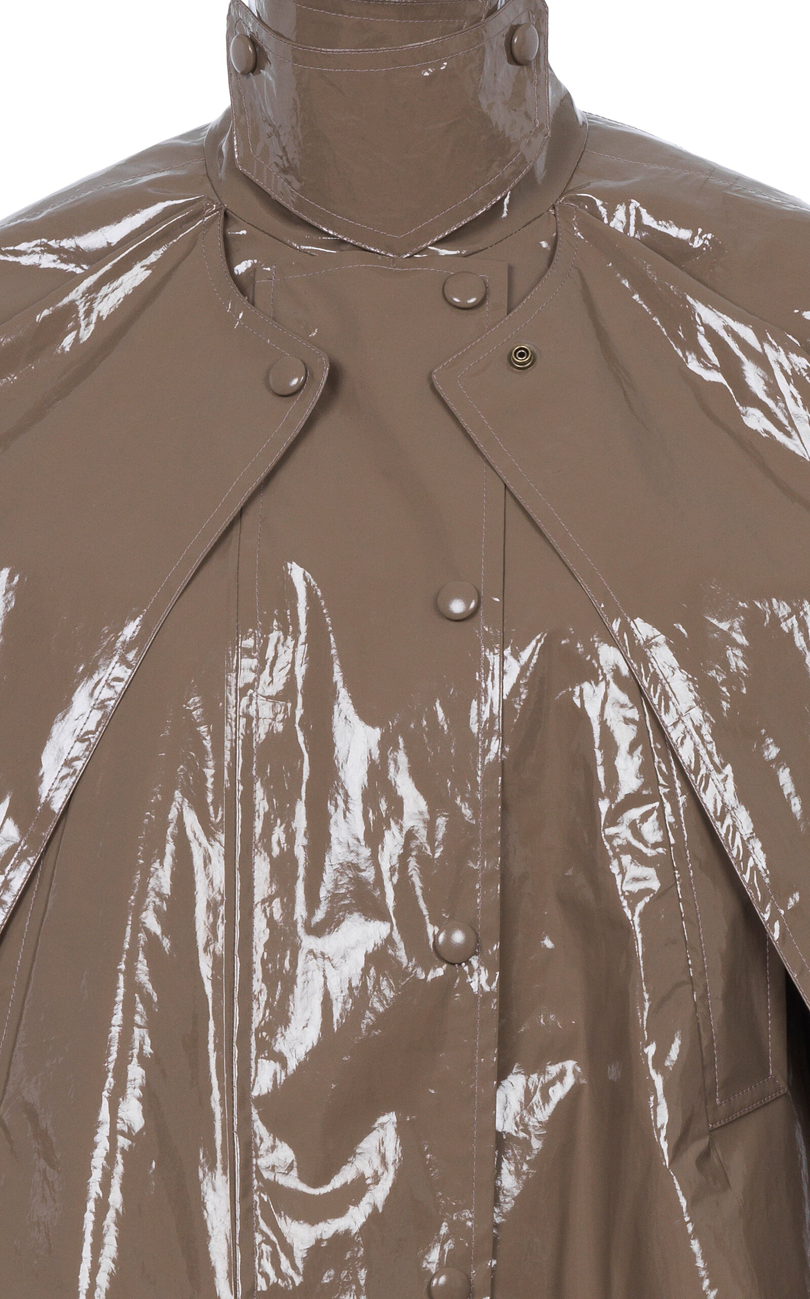 Cropped Lacquered Cotton Capelet taupe - 4
