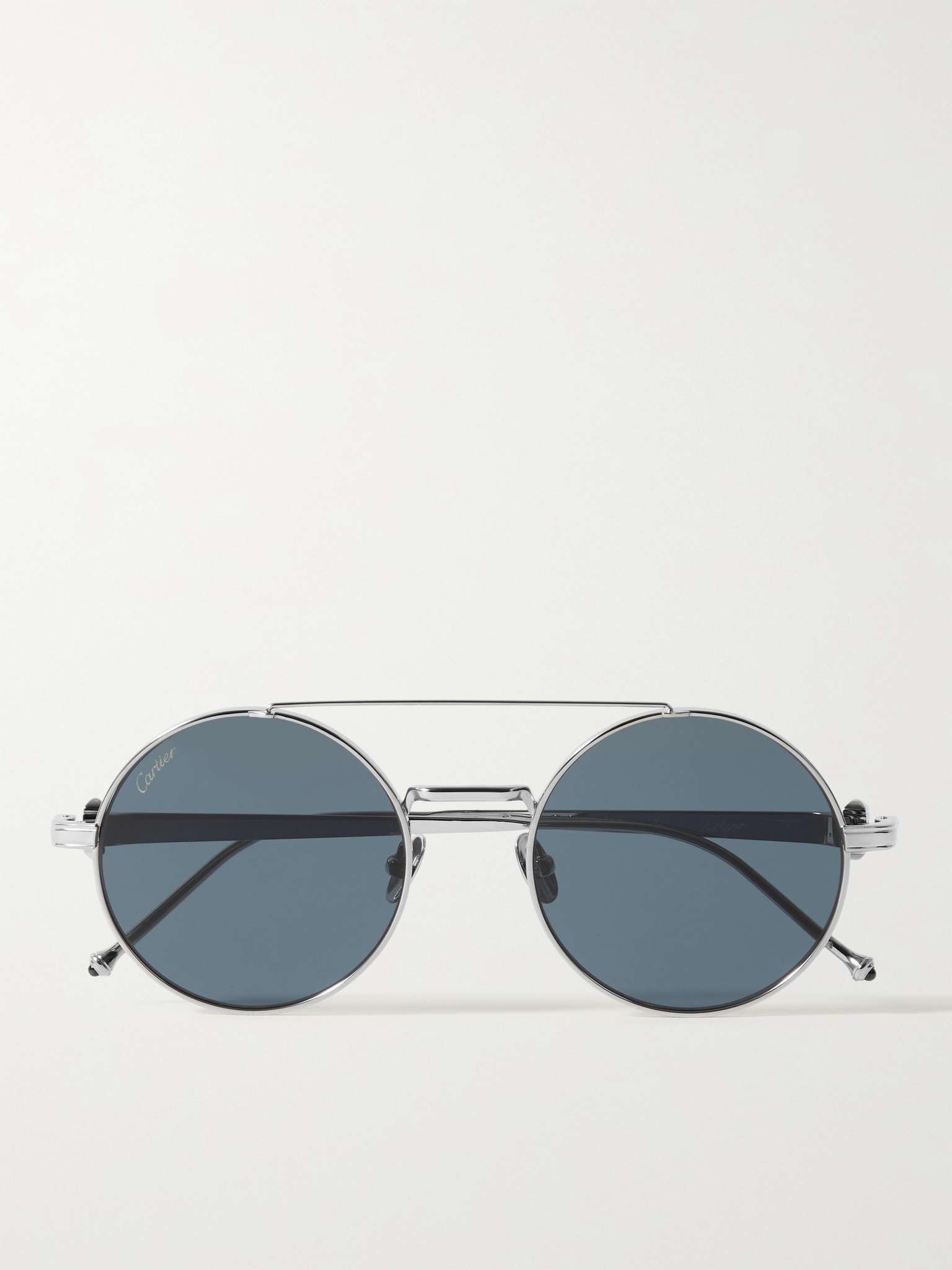 Round-Frame Gold-Tone Titanium Sunglasses - 1