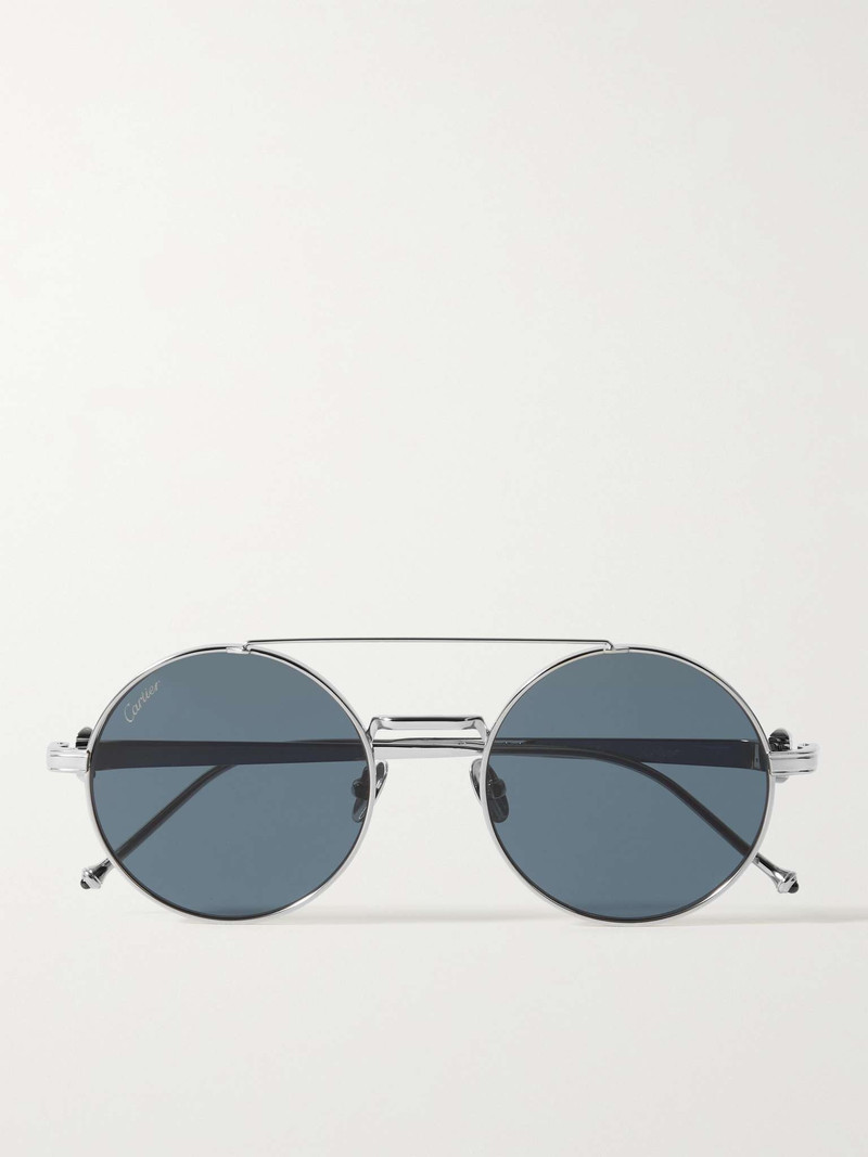 Cartier Round-Frame Silver-Tone Titanium Sunglasses outlook