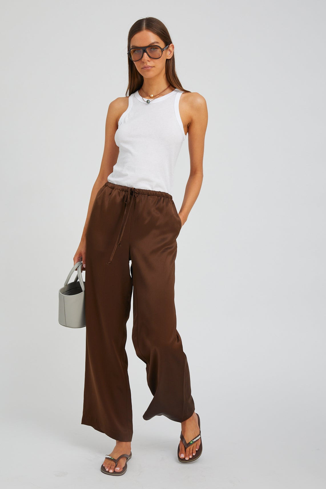 BROWN SILK KAUAI PANTS - 3