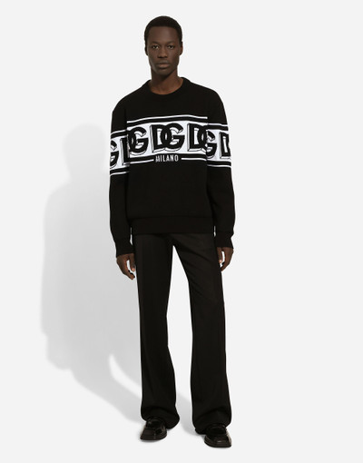 Dolce & Gabbana Wool jacquard round-neck sweater with DG logo outlook