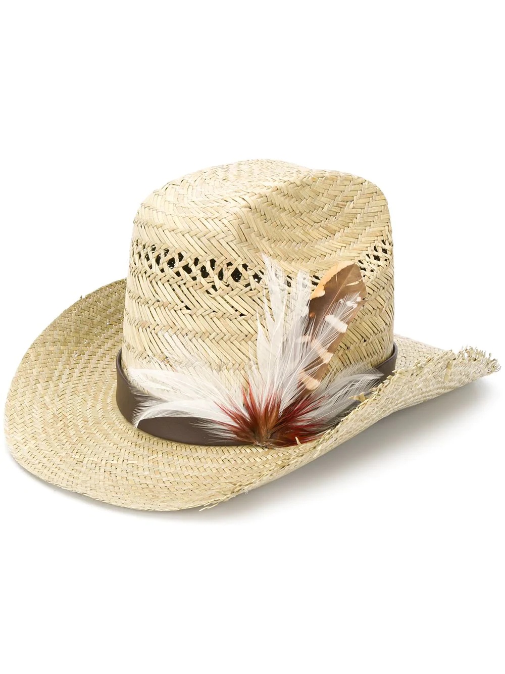 feather embellished cowboy hat - 1