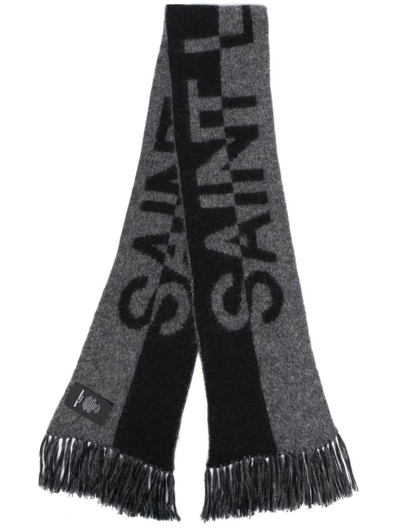 intarsia-knit logo scarf - 1