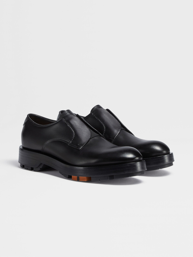 BLACK LEATHER UDINE DERBY SHOES 3