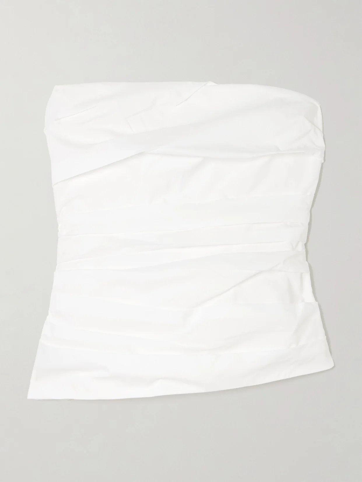 Emerson Strapless Ruched Cotton-blend Poplin Bustier Top - 1