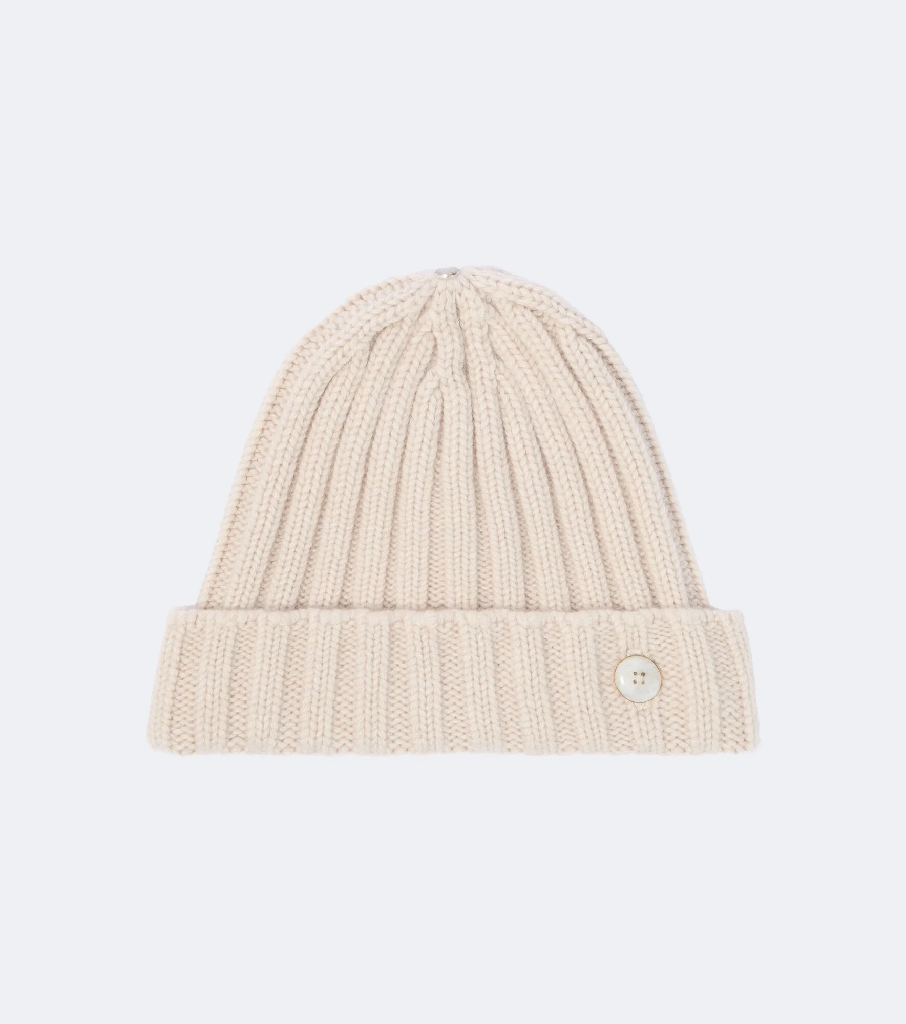 Ribbed-knit cashmere beanie with moonstone - 1