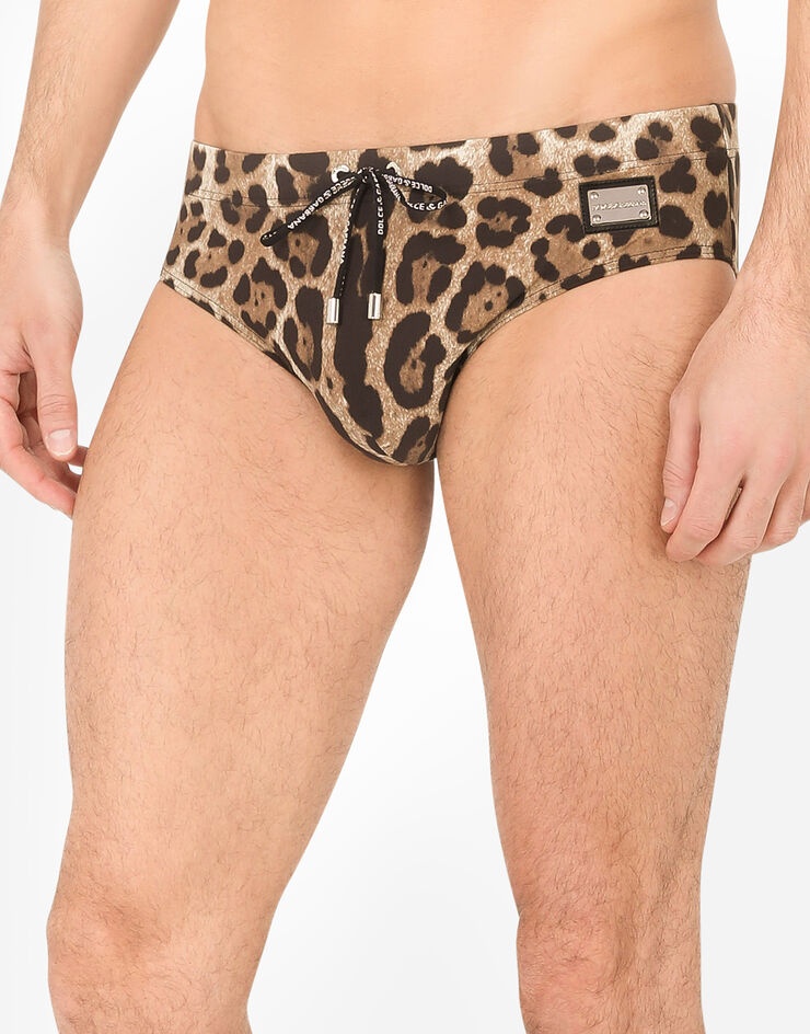 Leopard-print swim briefs - 4