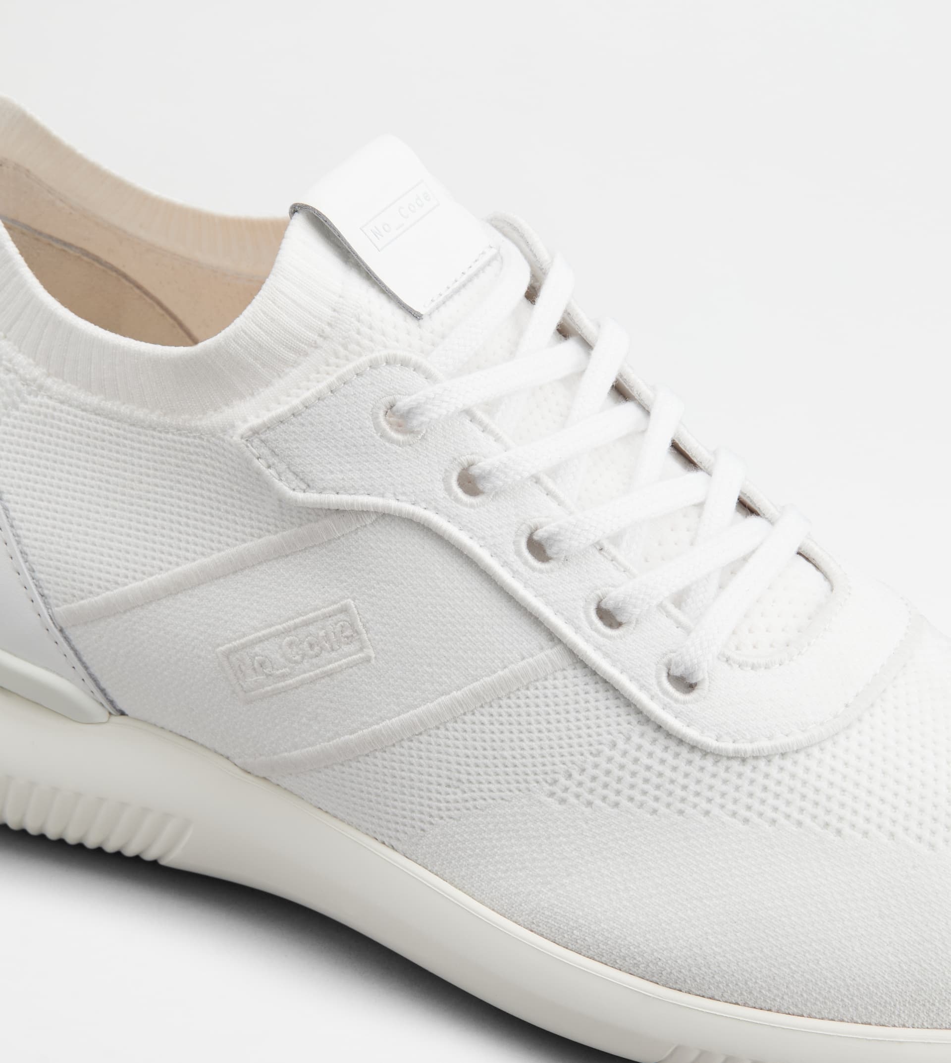 NO_CODE KNIT IN TECHNICAL FABRIC AND LEATHER - WHITE - 5