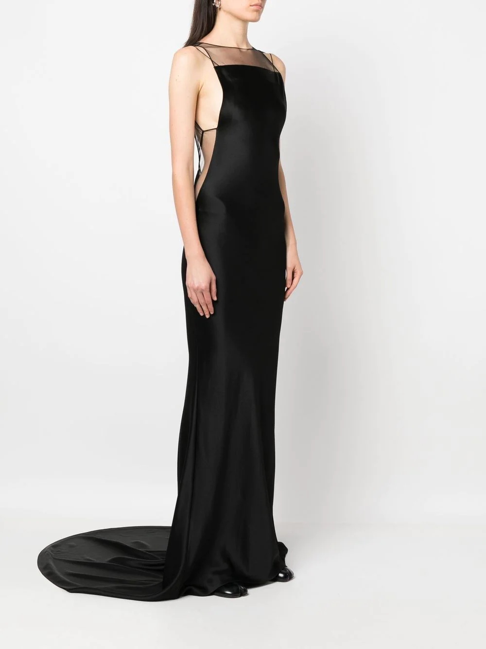 mesh-detail fishtail gown - 4
