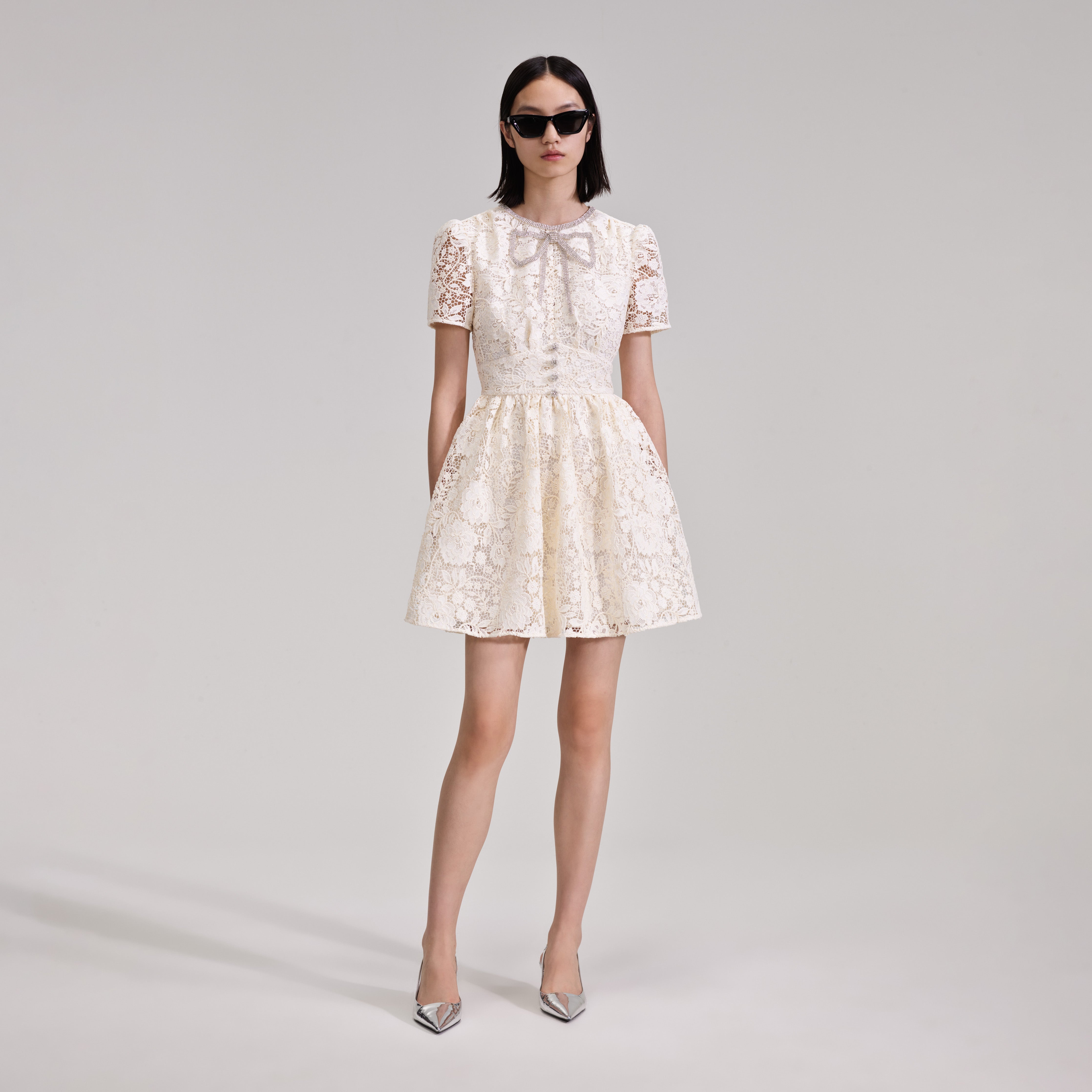 chinese dress ladies Lillibet Bow Tied Bust Midi Dress Cream– Selfie Leslie main image 1