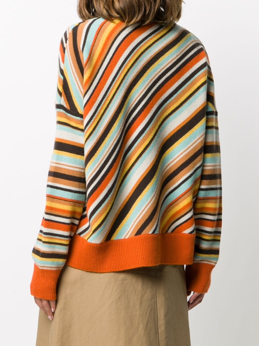 diagonal stripe knitted cardigan - 4