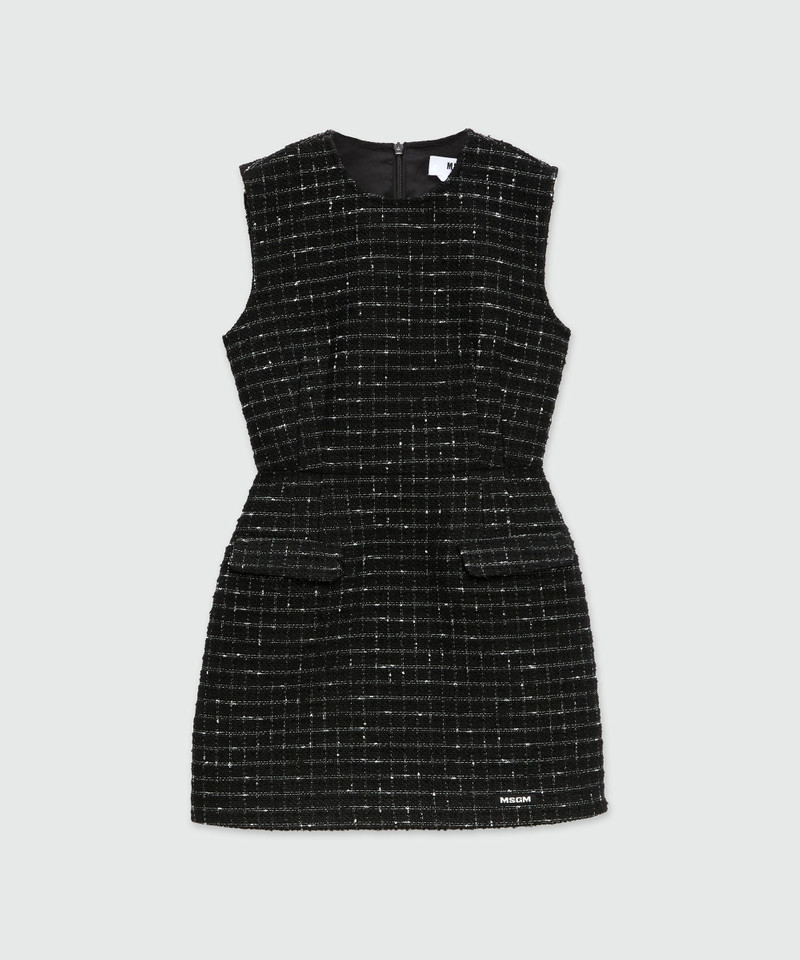 Black mini dress in doubled tweed 1